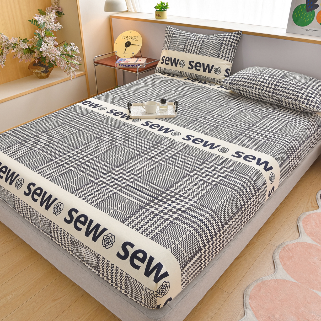 91家纺网 家纺一手货源 找家纺 曼尼 2026新款亲肤舒适原棉老粗布床单凉席三件套 米兰