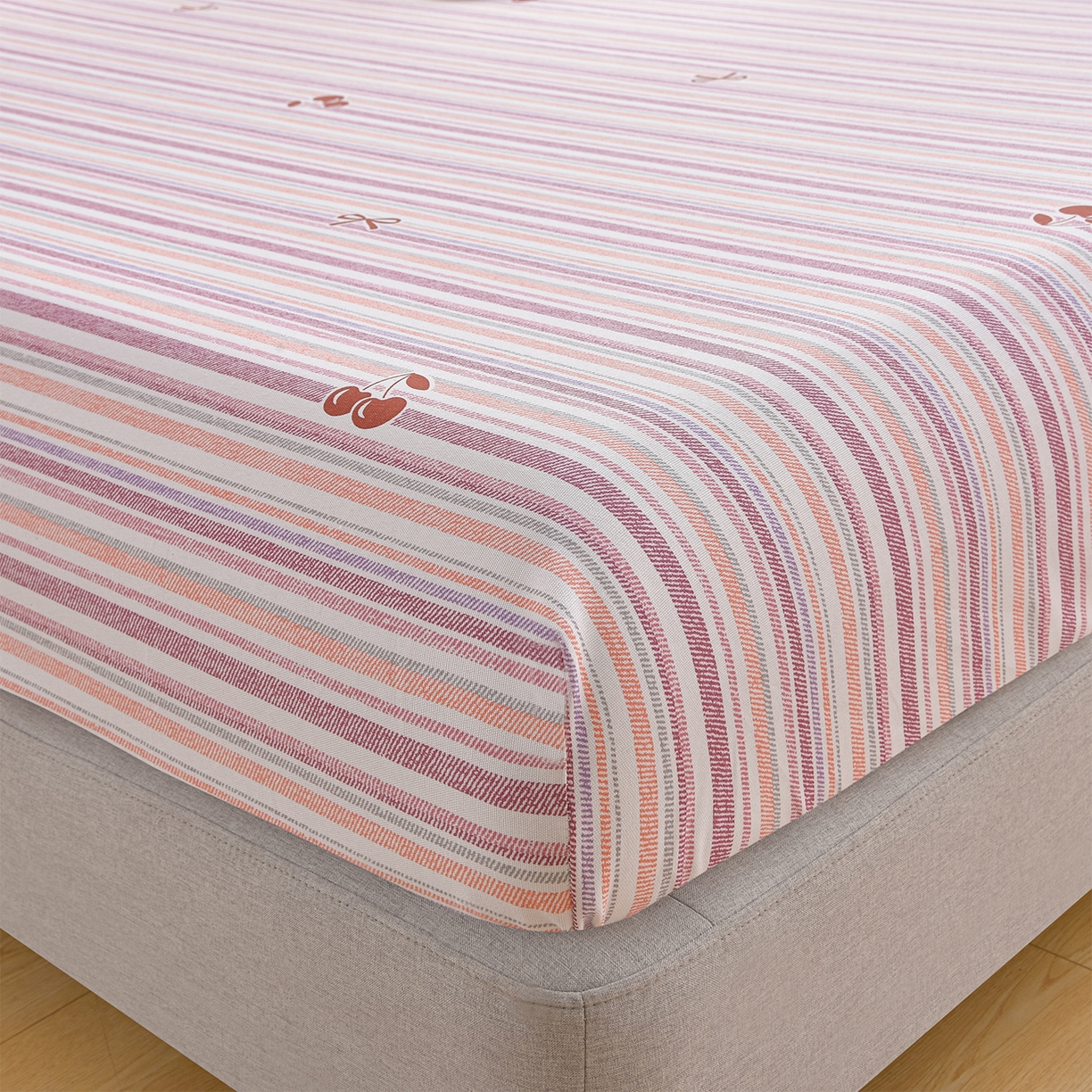 91家纺网 家纺一手货源 找家纺 曼尼 2026新款亲肤舒适原棉老粗布床单凉席三件套 蜜桃