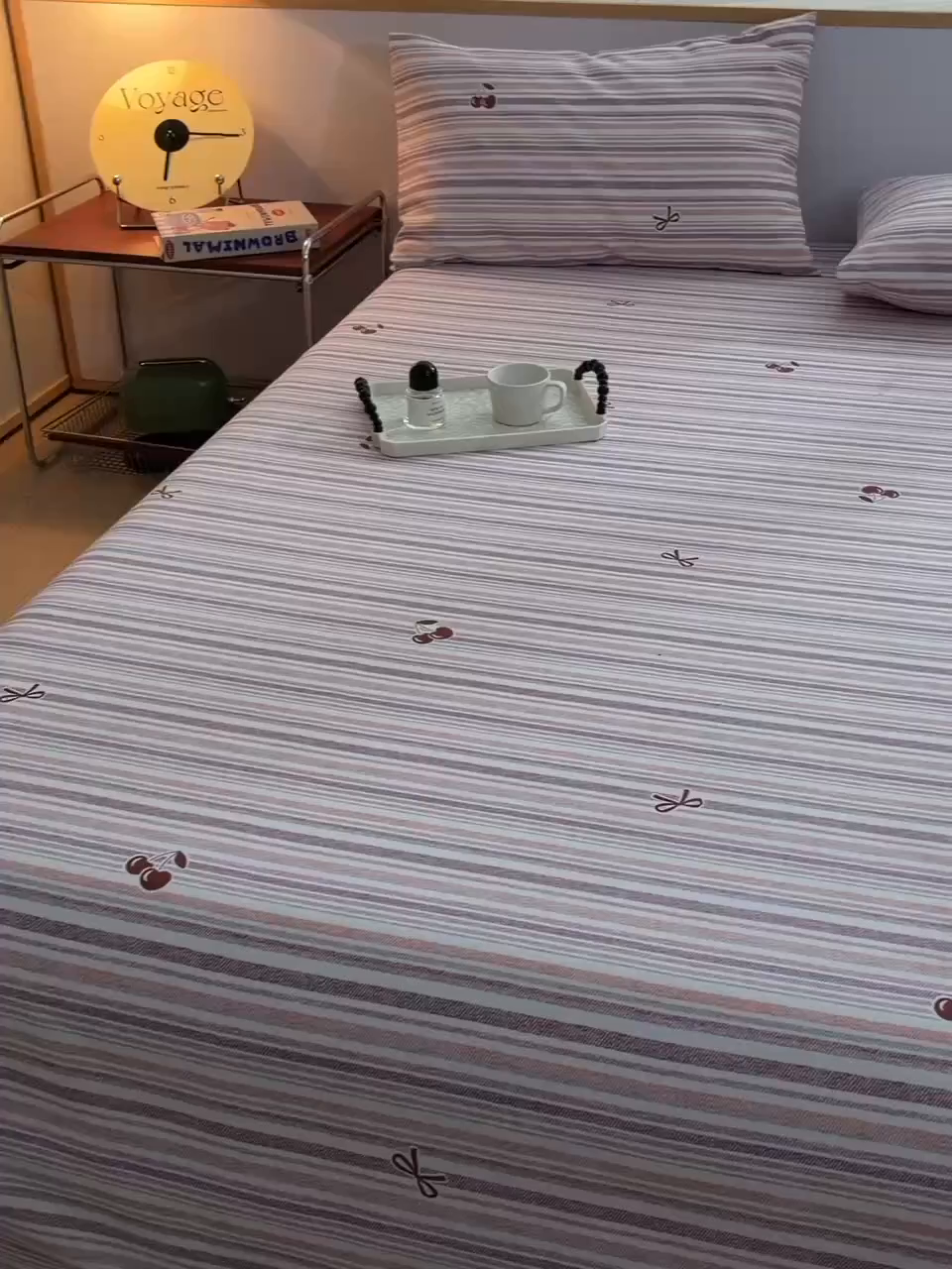 91家纺网 家纺一手货源 找家纺 曼尼 2026新款亲肤舒适原棉老粗布床单凉席三件套 蜜桃