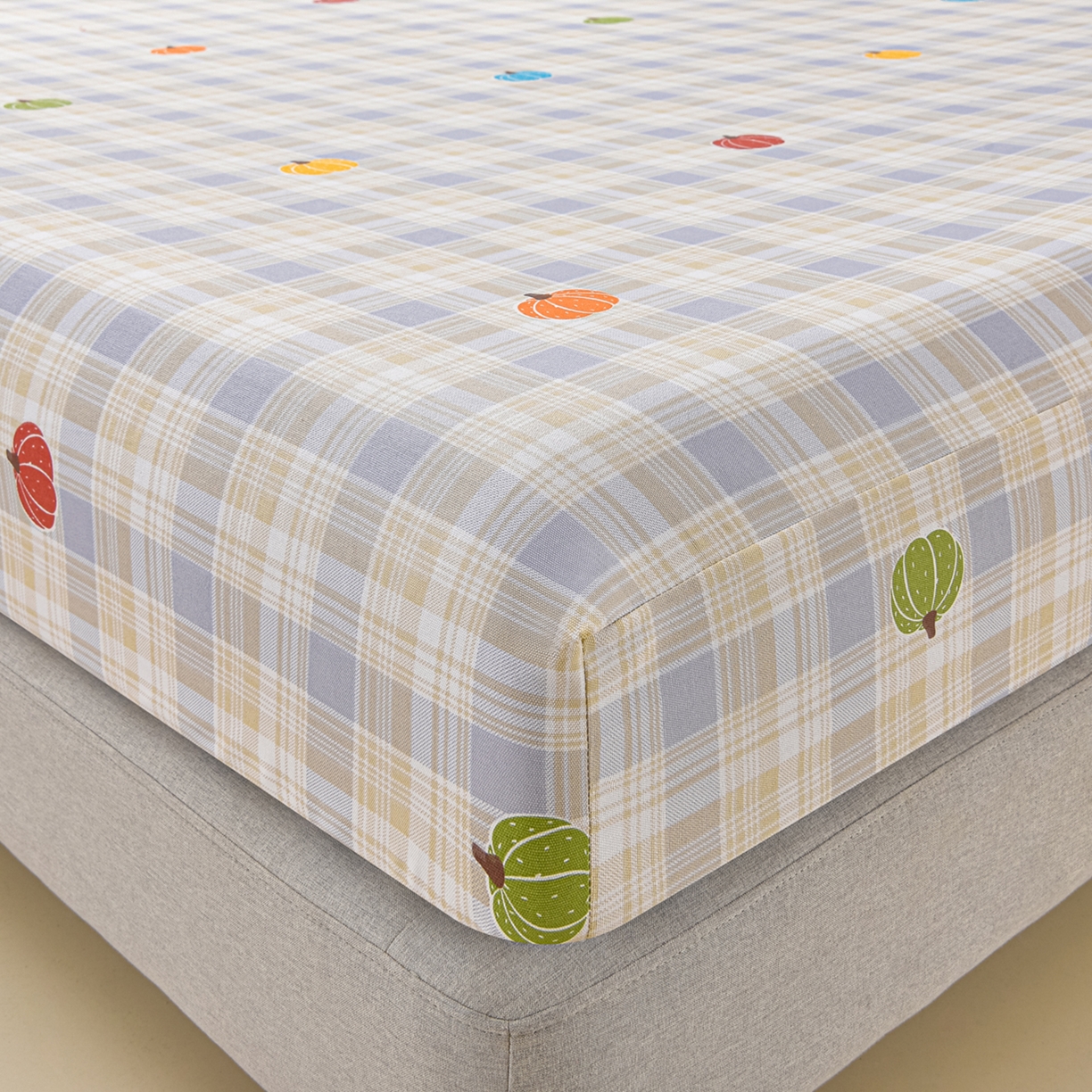 91家纺网 家纺一手货源 找家纺 曼尼 2026新款亲肤舒适原棉老粗布床单凉席三件套 小南瓜