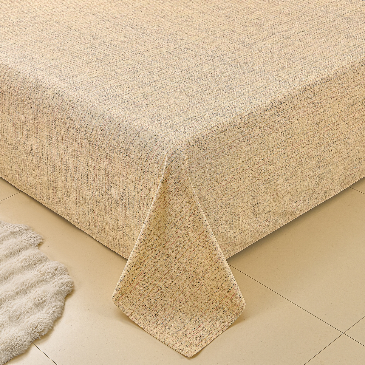 91家纺网 家纺一手货源 找家纺 曼尼 2026新款亲肤舒适原棉老粗布床单凉席三件套 小时光