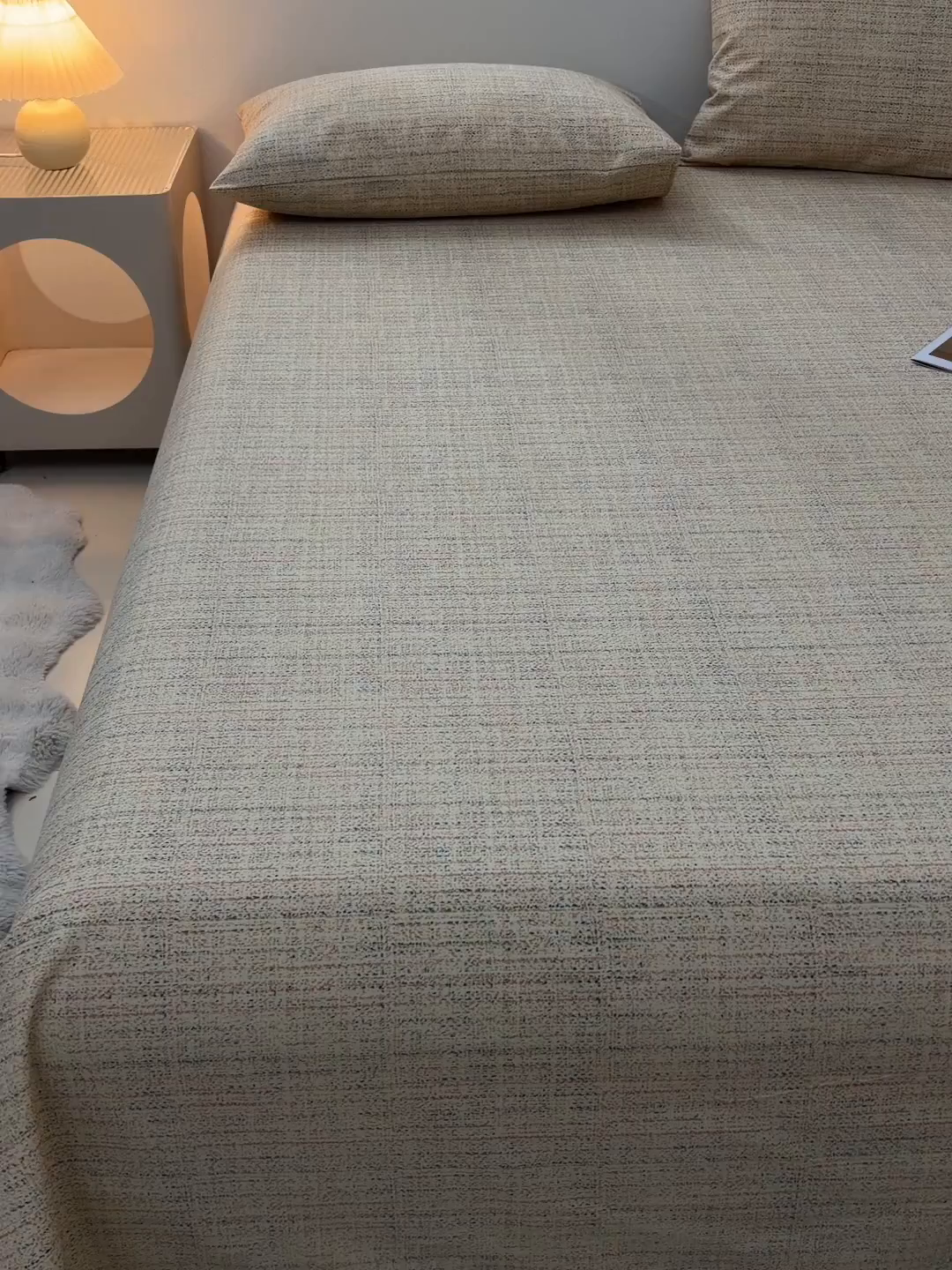 91家纺网 家纺一手货源 找家纺 曼尼 2026新款亲肤舒适原棉老粗布床单凉席三件套 小时光