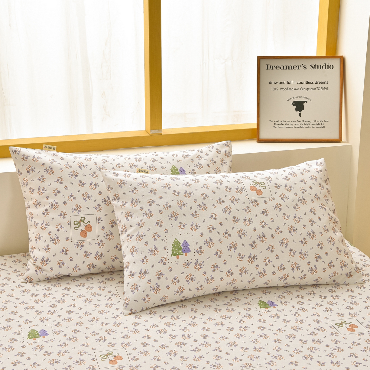 91家纺网 家纺一手货源 找家纺 曼尼 2026新款亲肤舒适原棉老粗布床单凉席三件套 小碎花