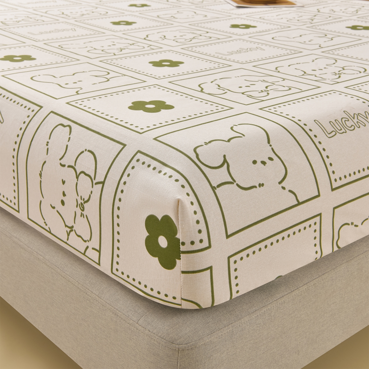 91家纺网 家纺一手货源 找家纺 曼尼 2026新款亲肤舒适原棉老粗布床单凉席三件套 幸运狗