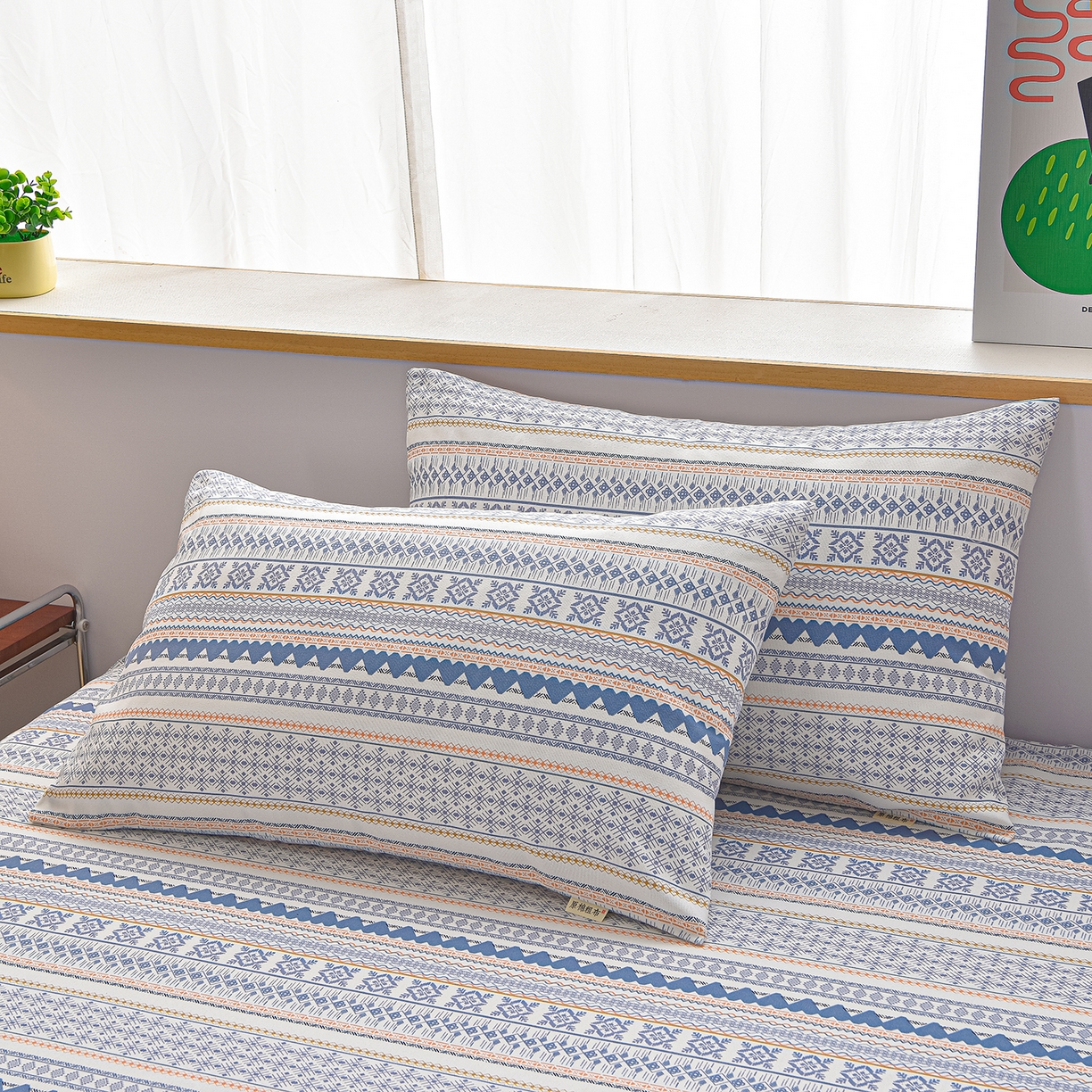 91家纺网 家纺一手货源 找家纺 曼尼 2026新款亲肤舒适原棉老粗布床单凉席三件套 休闲人生