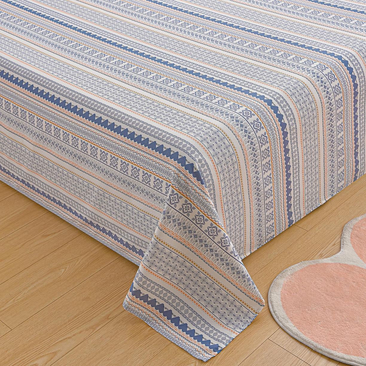 91家纺网 家纺一手货源 找家纺 曼尼 2026新款亲肤舒适原棉老粗布床单凉席三件套 休闲人生