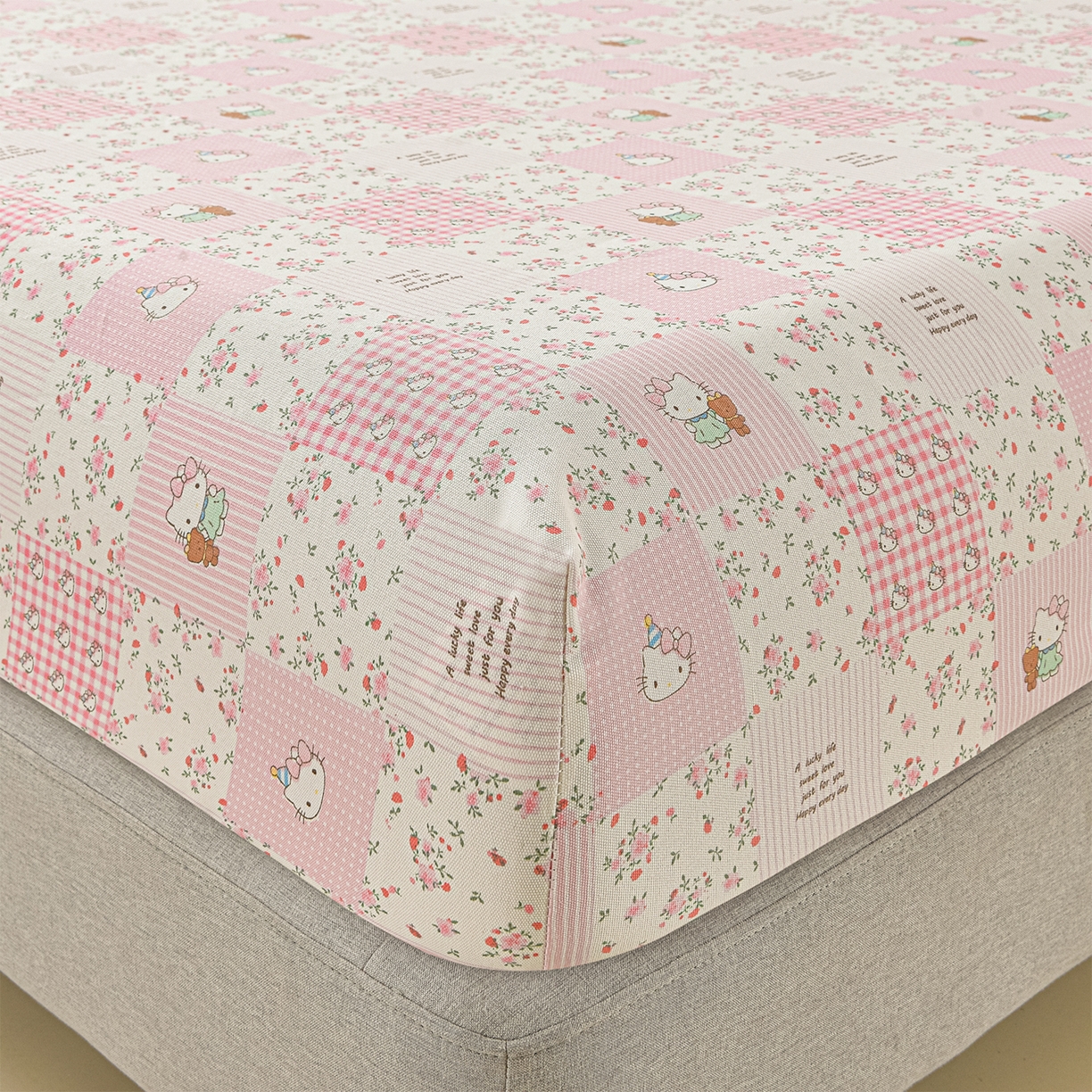 91家纺网 家纺一手货源 找家纺 曼尼 2026新款亲肤舒适原棉老粗布床单凉席三件套 KT猫