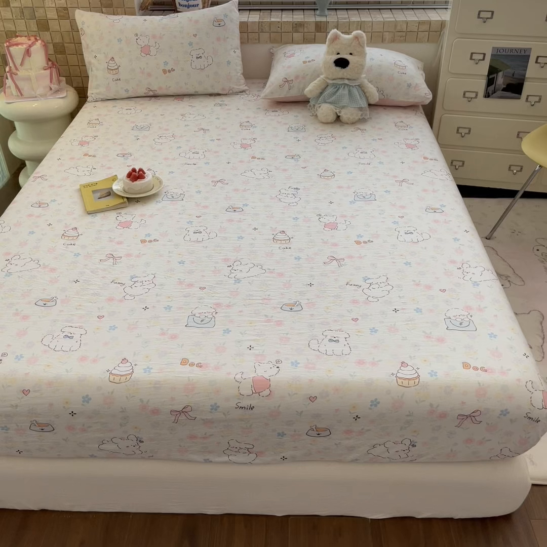 91家纺网 家纺一手货源 找家纺 （总）川悦生活 2026春夏新款双层纱皱皱纱单床笠床笠单件