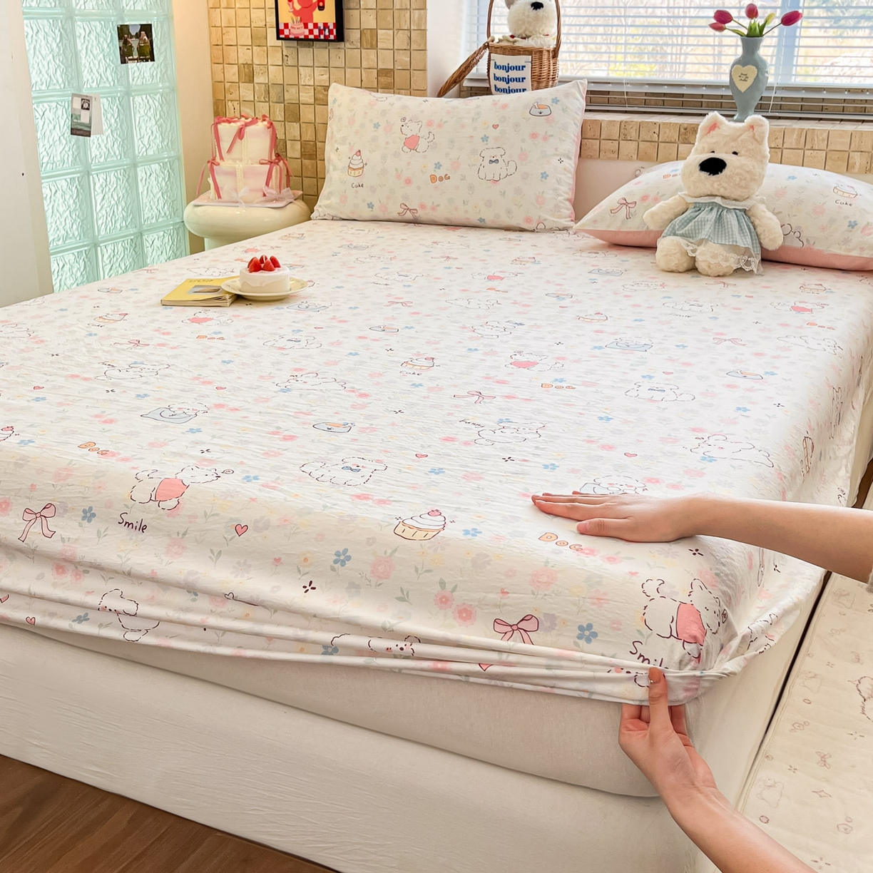 91家纺网 家纺一手货源 找家纺 川悦生活 2023新款A类印花牛奶绒床垫加厚绒保暖床护垫 微暖心蓝