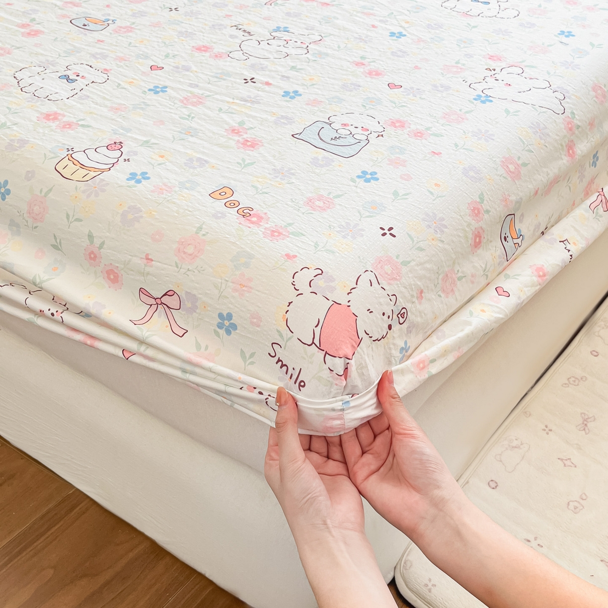 91家纺网 家纺一手货源 找家纺 （总）川悦生活 2026春夏新款双层纱皱皱纱单床笠床笠单件