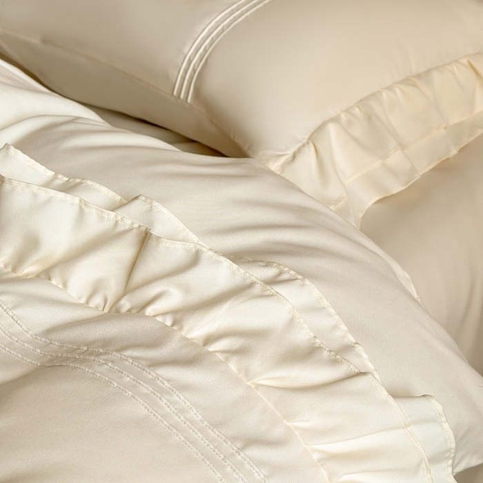 91家纺网 家纺一手货源 找家纺 （总）苏源家居 2026新款亲肤棉磨毛双层荷叶边埋绳公主风四件套-洛莉