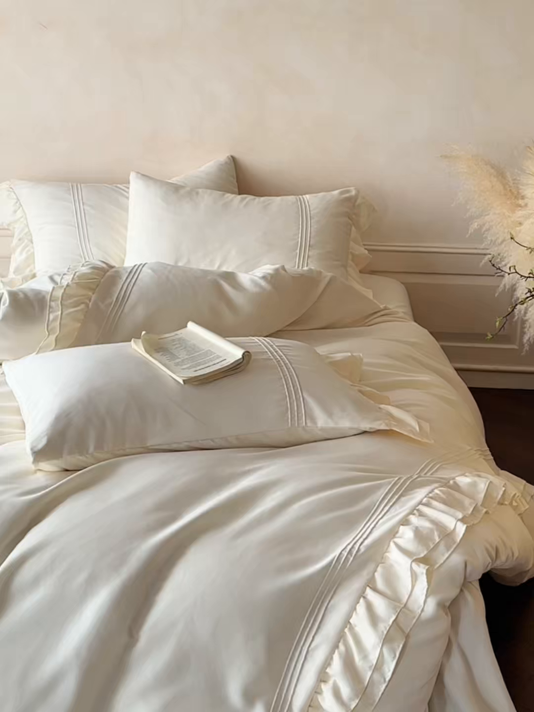 91家纺网 家纺一手货源 找家纺 （总）苏源家居 2026新款亲肤棉磨毛双层荷叶边埋绳公主风四件套-洛莉