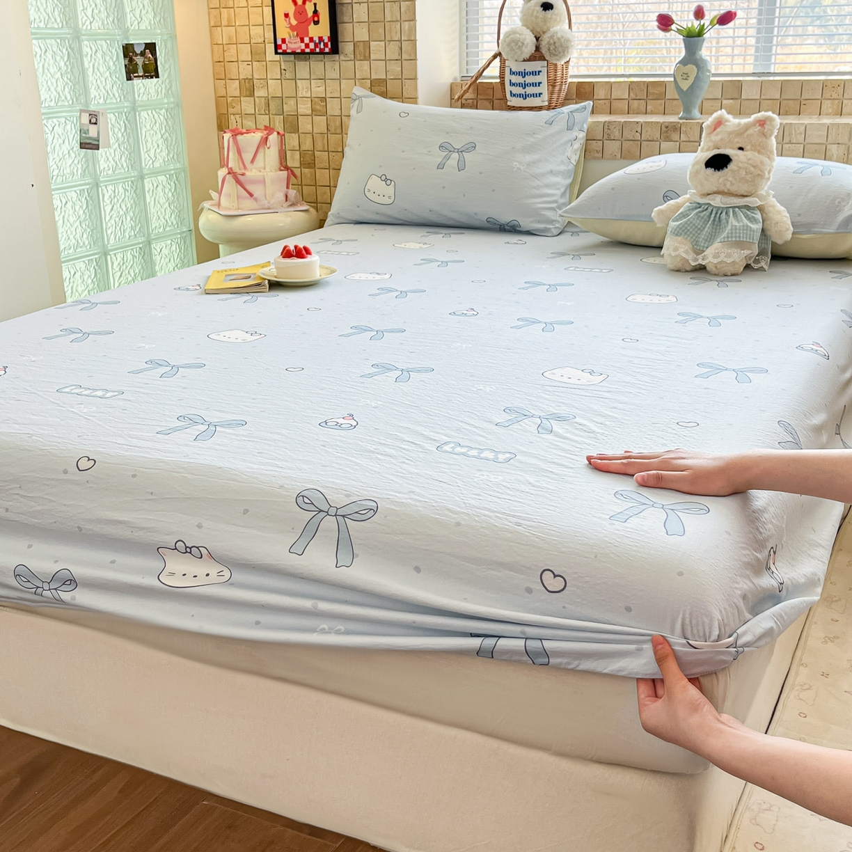 91家纺网 家纺一手货源 找家纺 （总）川悦生活 2026春夏新款双层纱皱皱纱单床笠床笠单件