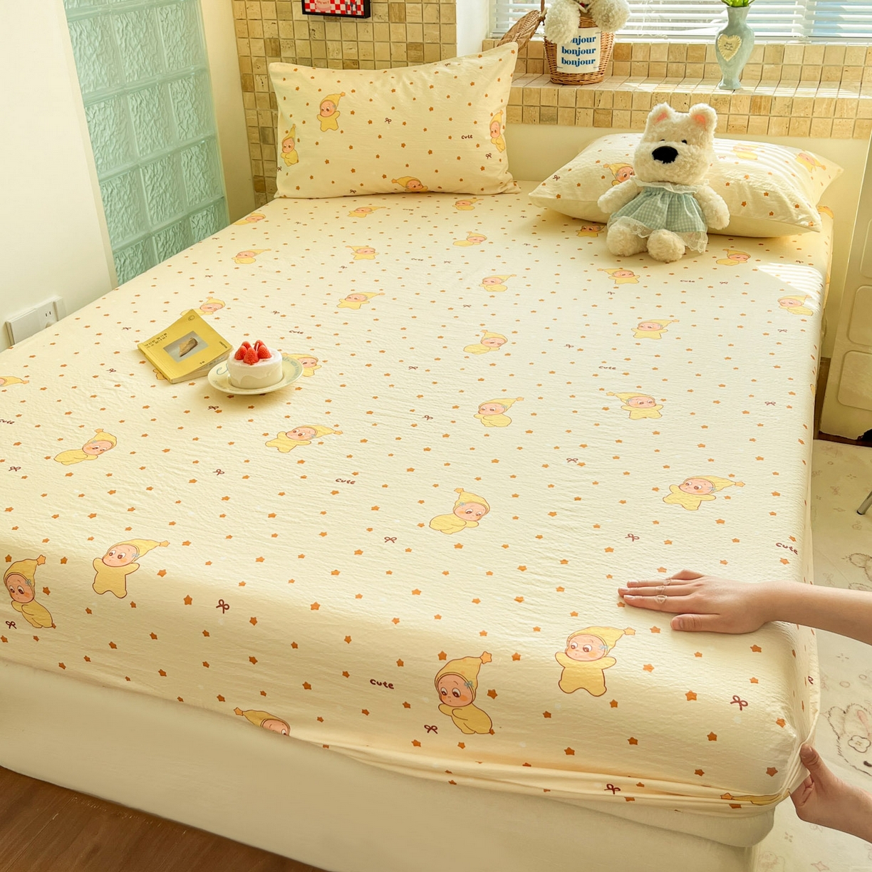 91家纺网 家纺一手货源 找家纺 （总）川悦生活 2026春夏新款双层纱皱皱纱单床笠床笠单件