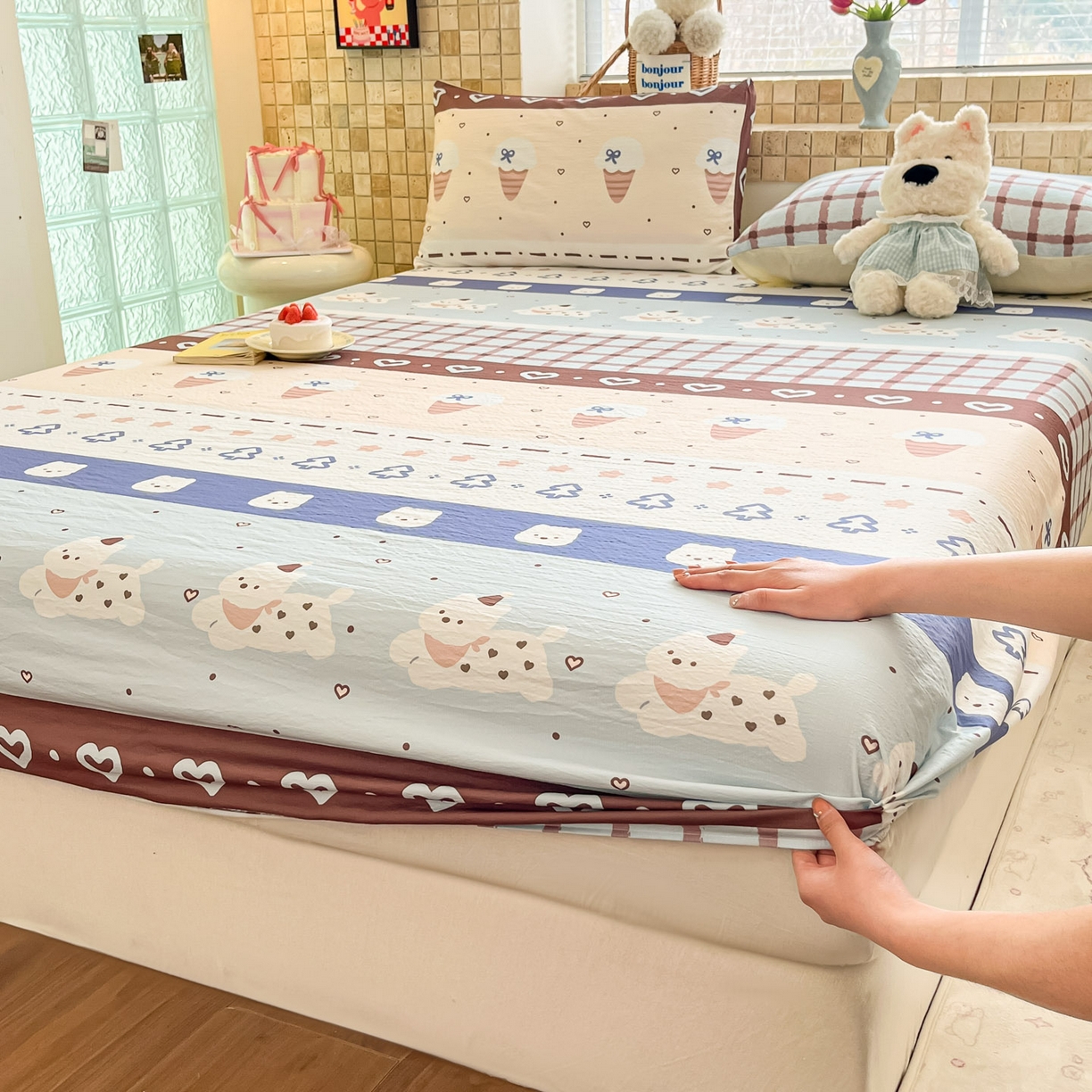 91家纺网 家纺一手货源 找家纺 （总）川悦生活 2026春夏新款双层纱皱皱纱单床笠床笠单件