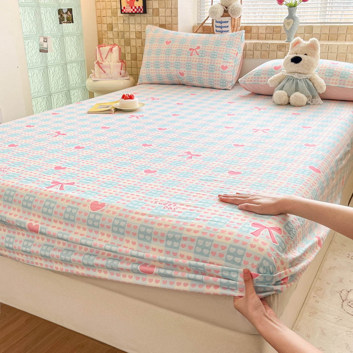 91家纺网 家纺一手货源 找家纺 （总）川悦生活 2026春夏新款双层纱皱皱纱单床笠床笠单件