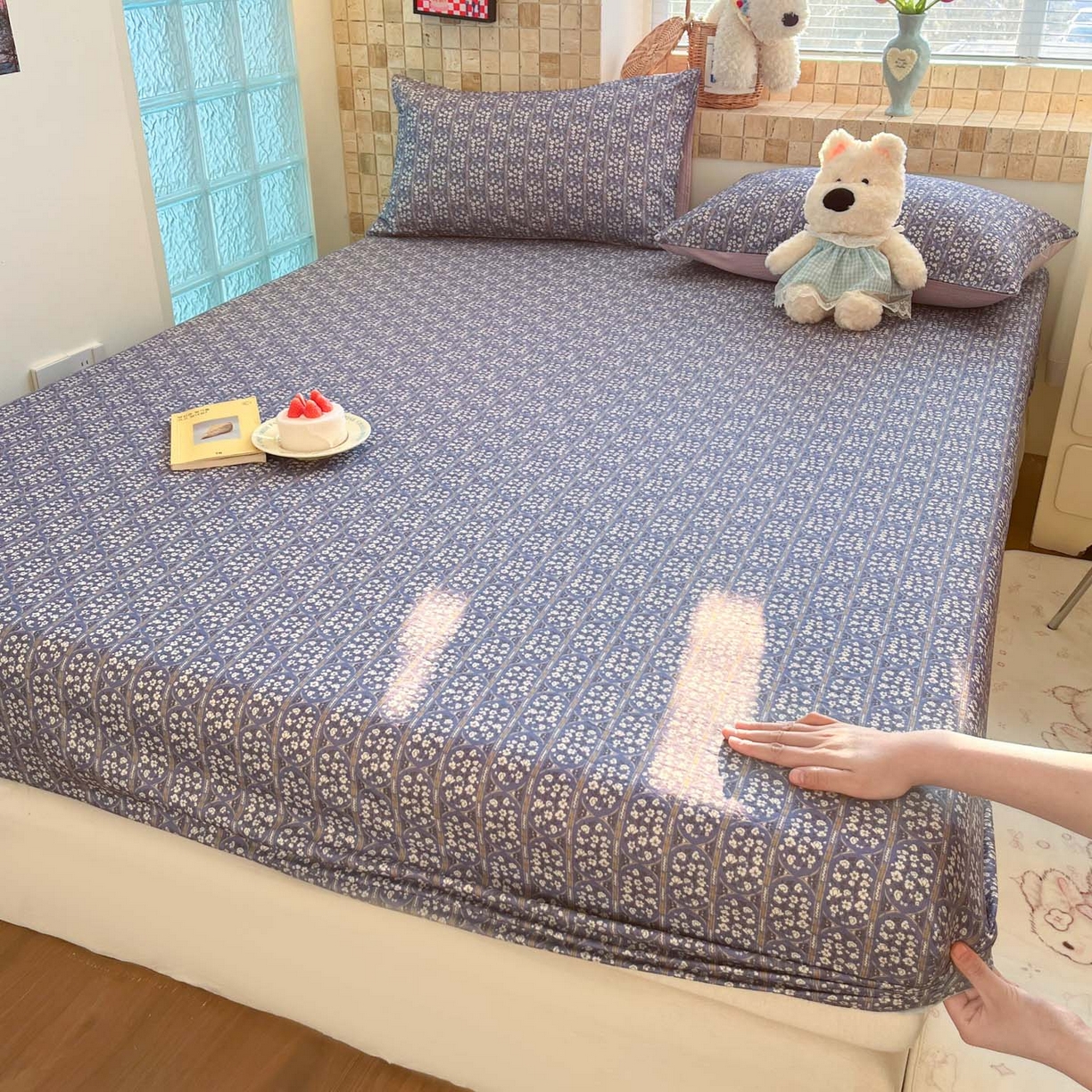 91家纺网 家纺一手货源 找家纺 （总）川悦生活 2026春夏新款双层纱皱皱纱单床笠床笠单件