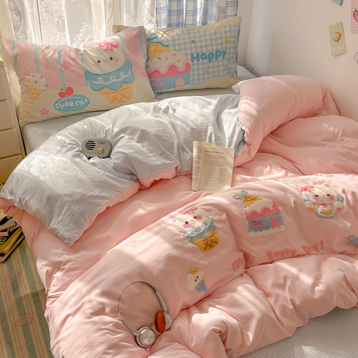 91家纺网 家纺一手货源 找家纺 （总）沐慕 2026新款加厚款水洗棉云朵棉大版立体毛巾绣四件套