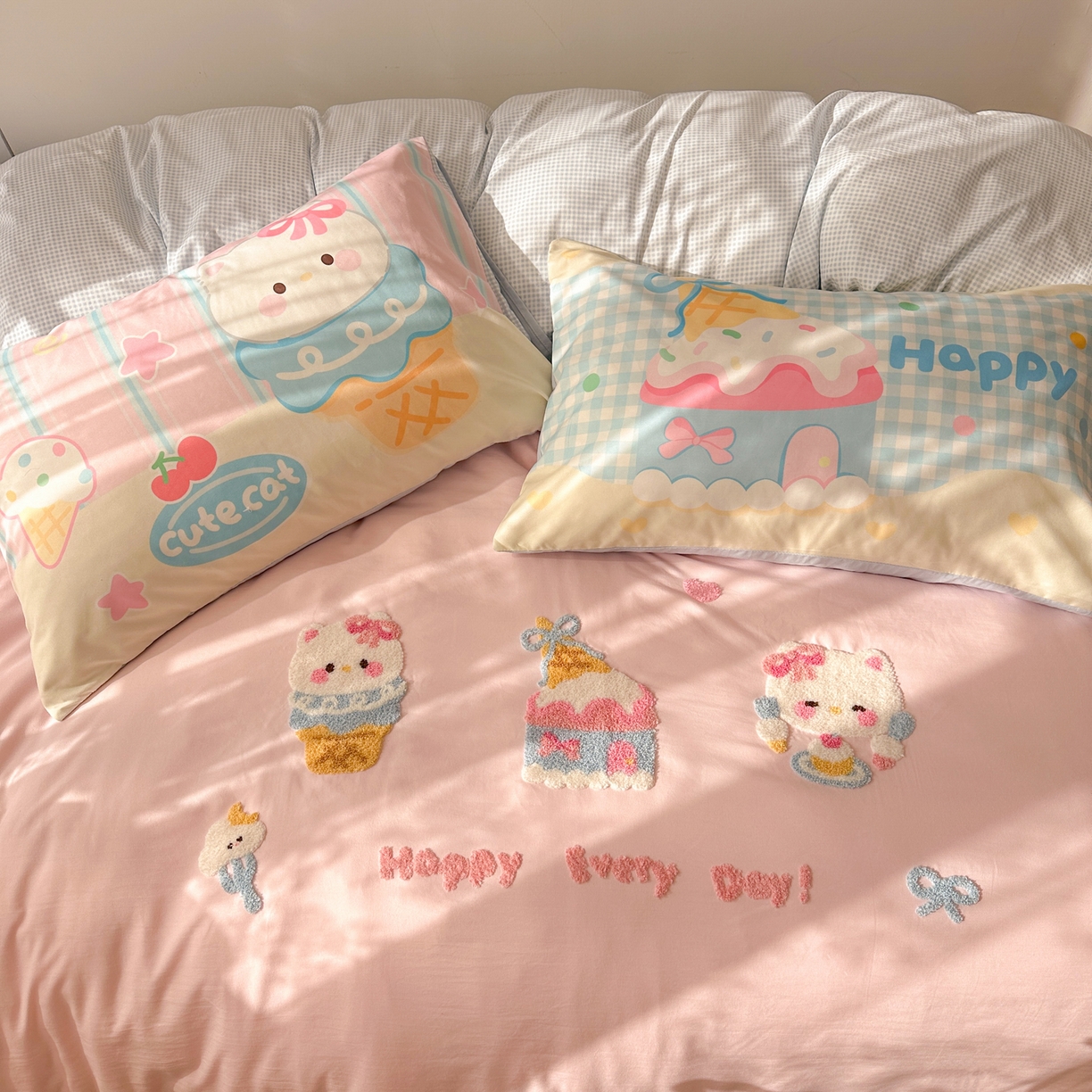 91家纺网 家纺一手货源 找家纺 （总）沐慕 2026新款加厚款水洗棉云朵棉大版立体毛巾绣四件套