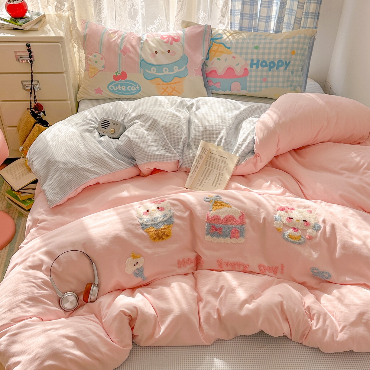 91家纺网 家纺一手货源 找家纺 （总）沐慕 2026新款加厚款水洗棉云朵棉大版立体毛巾绣四件套