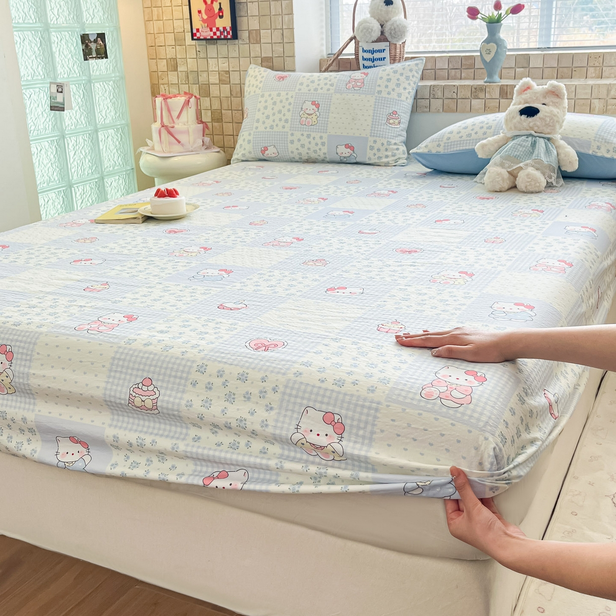 91家纺网 家纺一手货源 找家纺 （总）川悦生活 2026春夏新款双层纱皱皱纱单床笠床笠单件