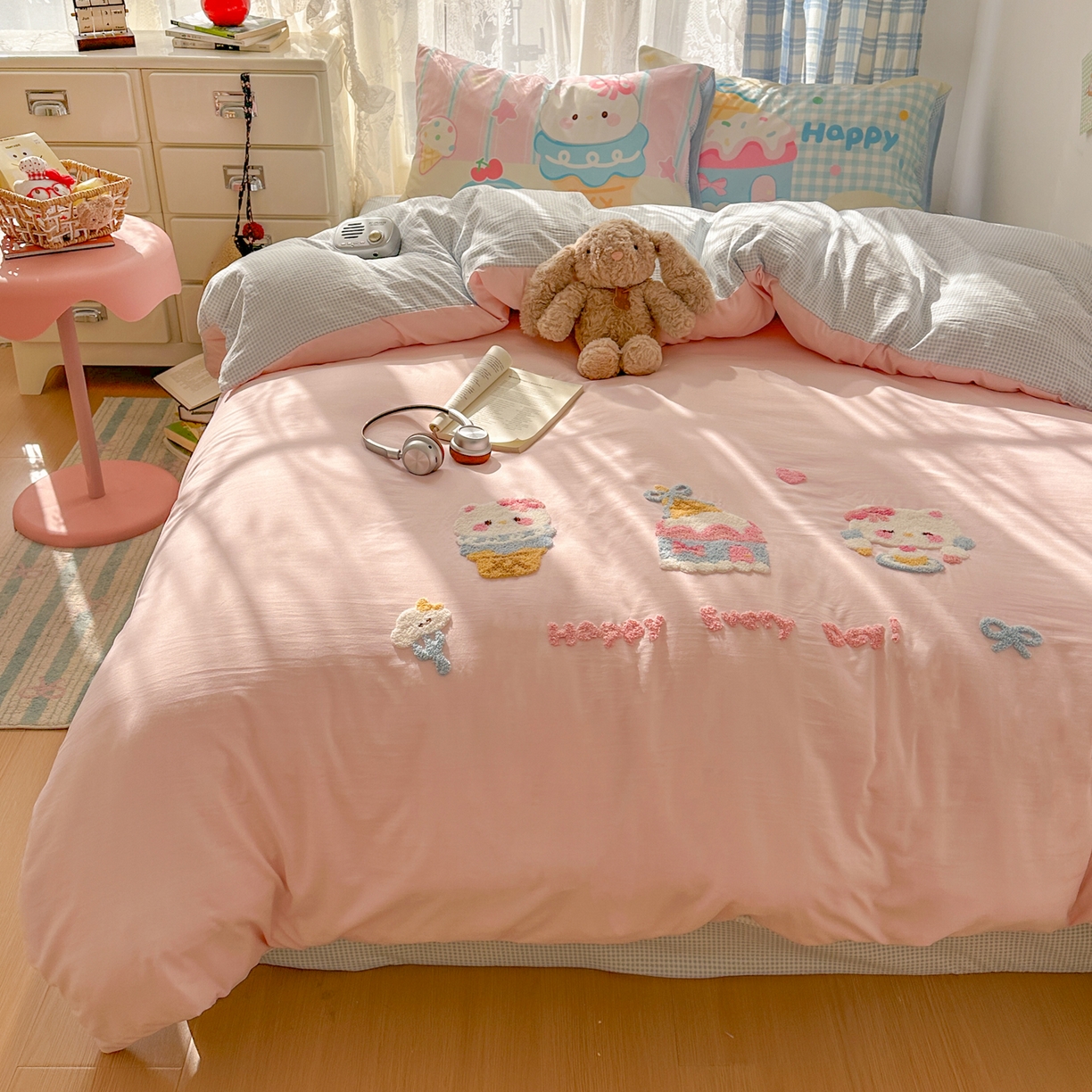 91家纺网 家纺一手货源 找家纺 （总）沐慕 2026新款加厚款水洗棉云朵棉大版立体毛巾绣四件套