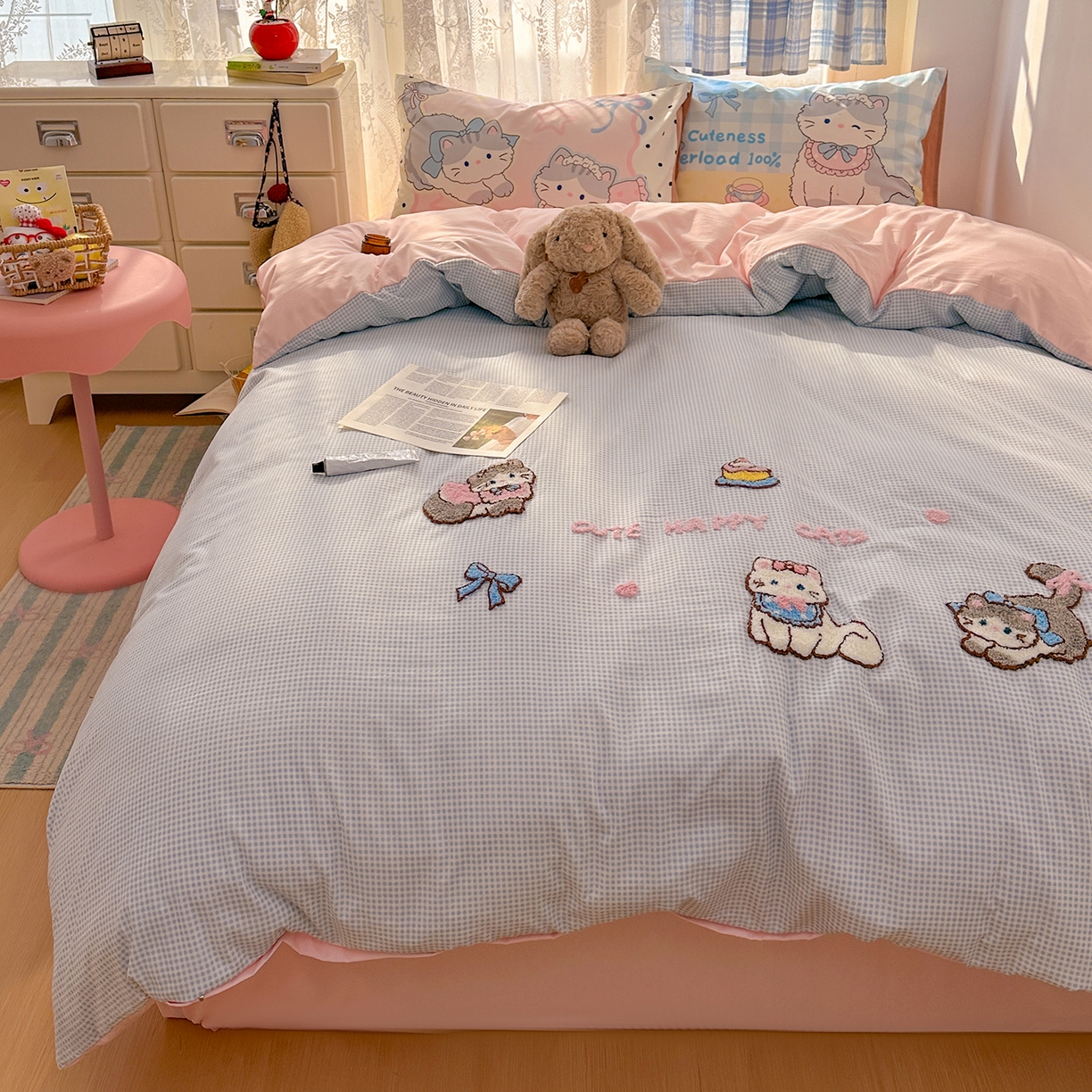 91家纺网 家纺一手货源 找家纺 （总）沐慕 2026新款加厚款水洗棉云朵棉大版立体毛巾绣四件套