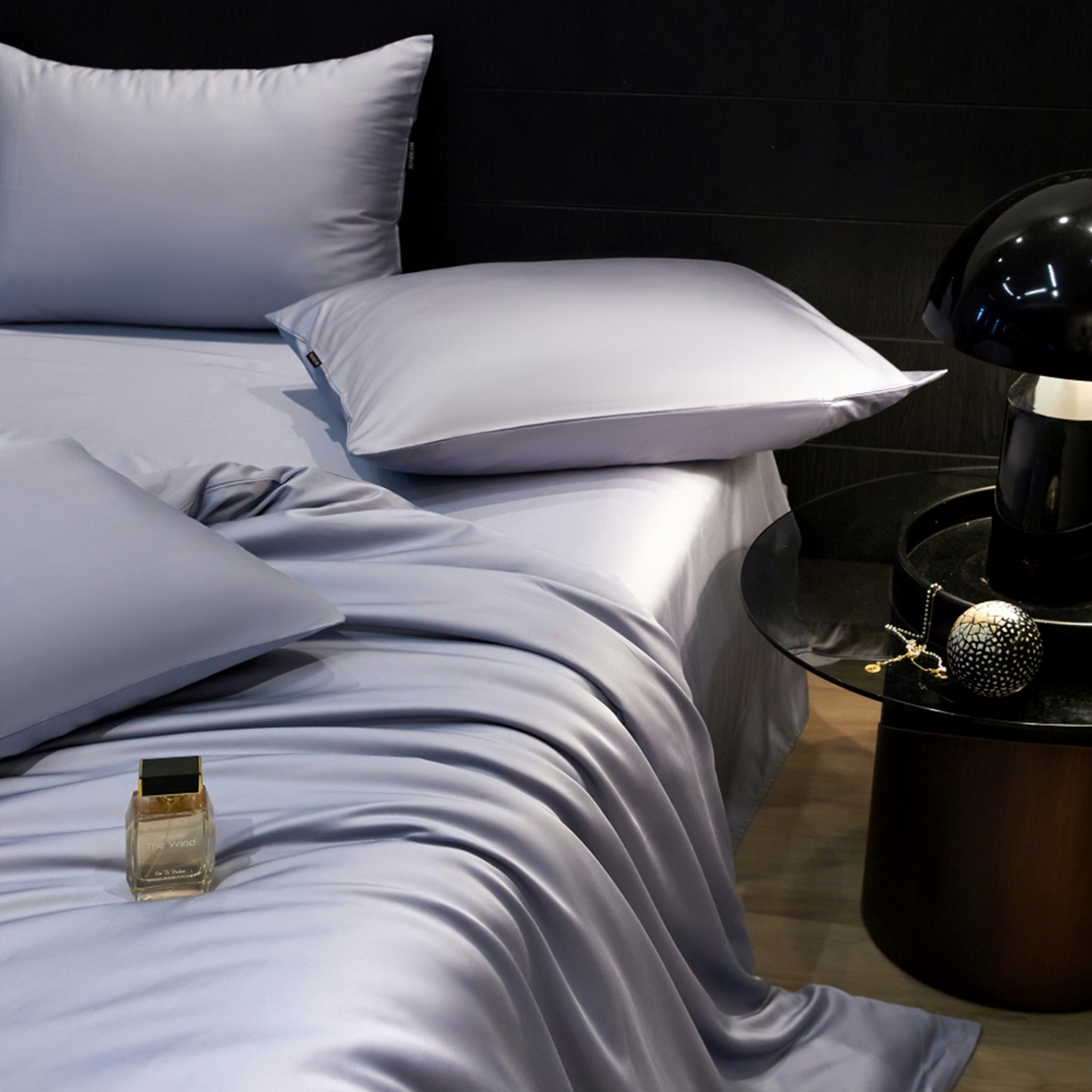 91家纺网 家纺一手货源 找家纺 秀色家纺 2026新款100Pro+高级感轻奢天丝四件套长绒棉新疆纯色双拼凉感夏季裸睡4件 Air天丝棉-星雾蓝