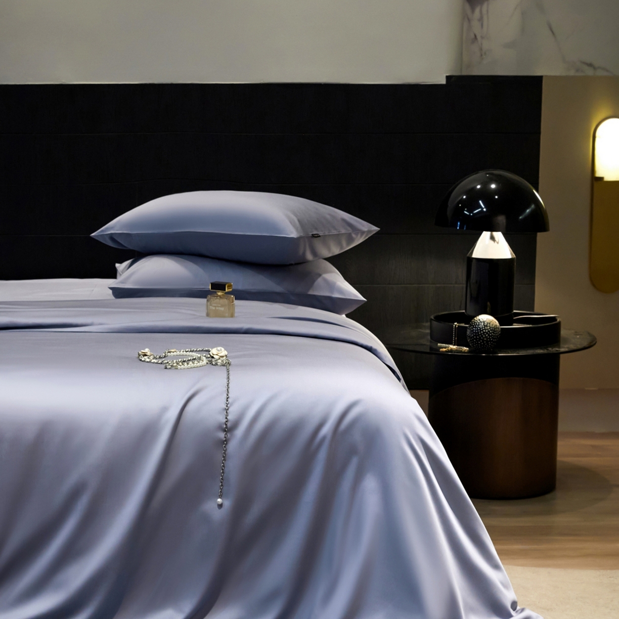 91家纺网 家纺一手货源 找家纺 秀色家纺 2026新款100Pro+高级感轻奢天丝四件套长绒棉新疆纯色双拼凉感夏季裸睡4件 Air天丝棉-星雾蓝