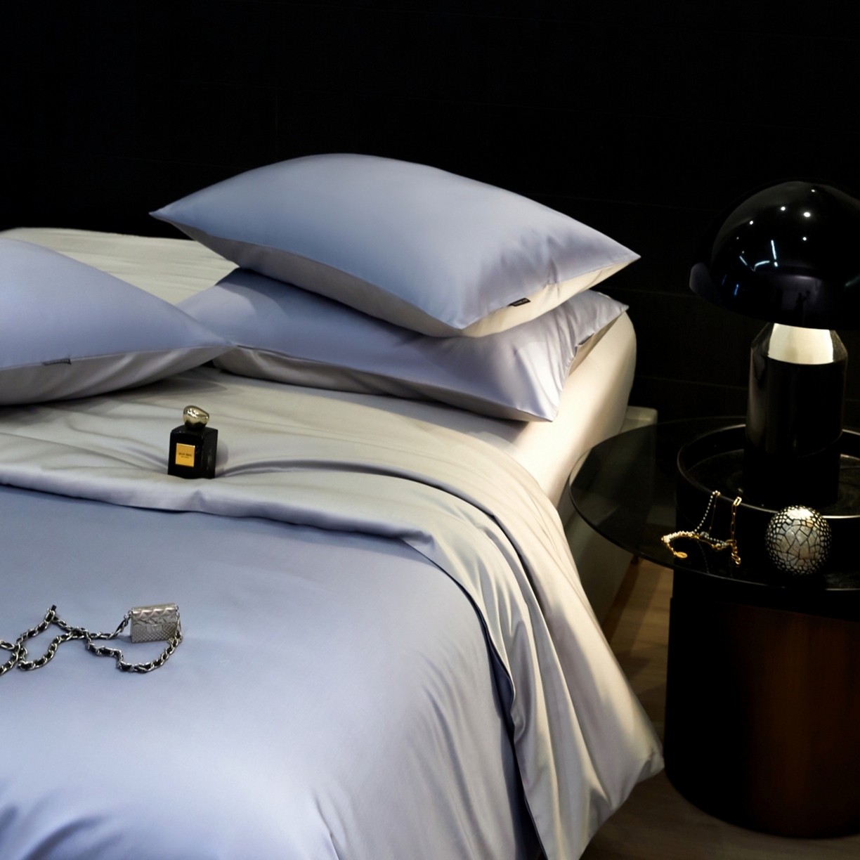 91家纺网 家纺一手货源 找家纺 秀色家纺 2026新款100Pro+高级感轻奢天丝四件套长绒棉新疆纯色双拼凉感夏季裸睡4件 Air天丝棉-星雾蓝+幻影灰