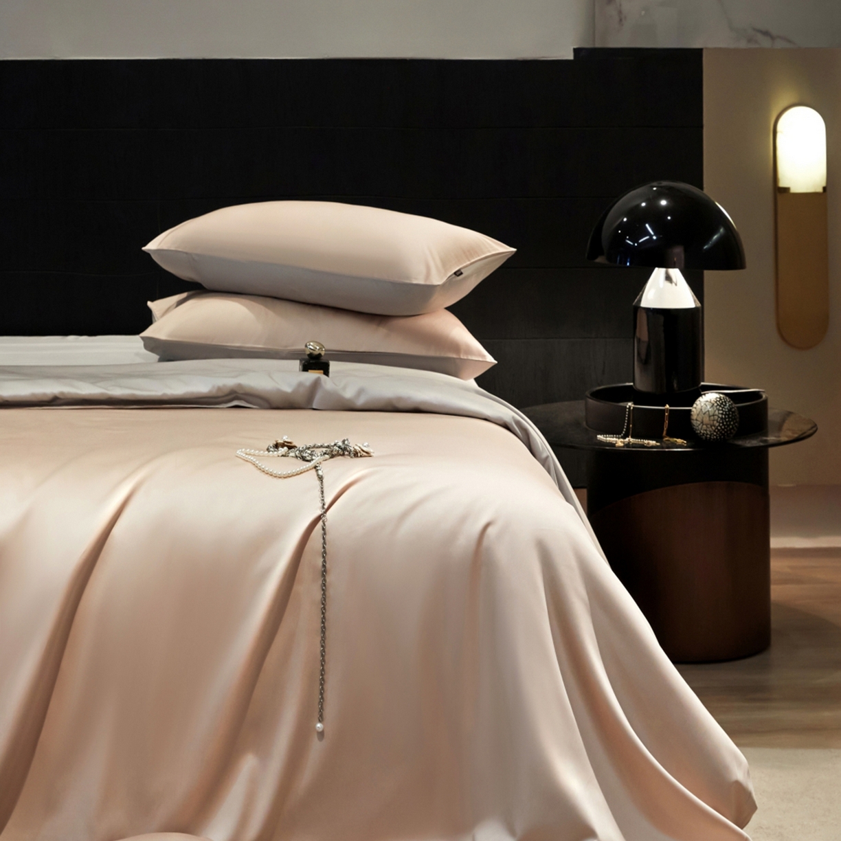 91家纺网 家纺一手货源 找家纺 秀色家纺 2026新款100Pro+高级感轻奢天丝四件套长绒棉新疆纯色双拼凉感夏季裸睡4件 Air天丝棉-桃灰粉+幻影灰