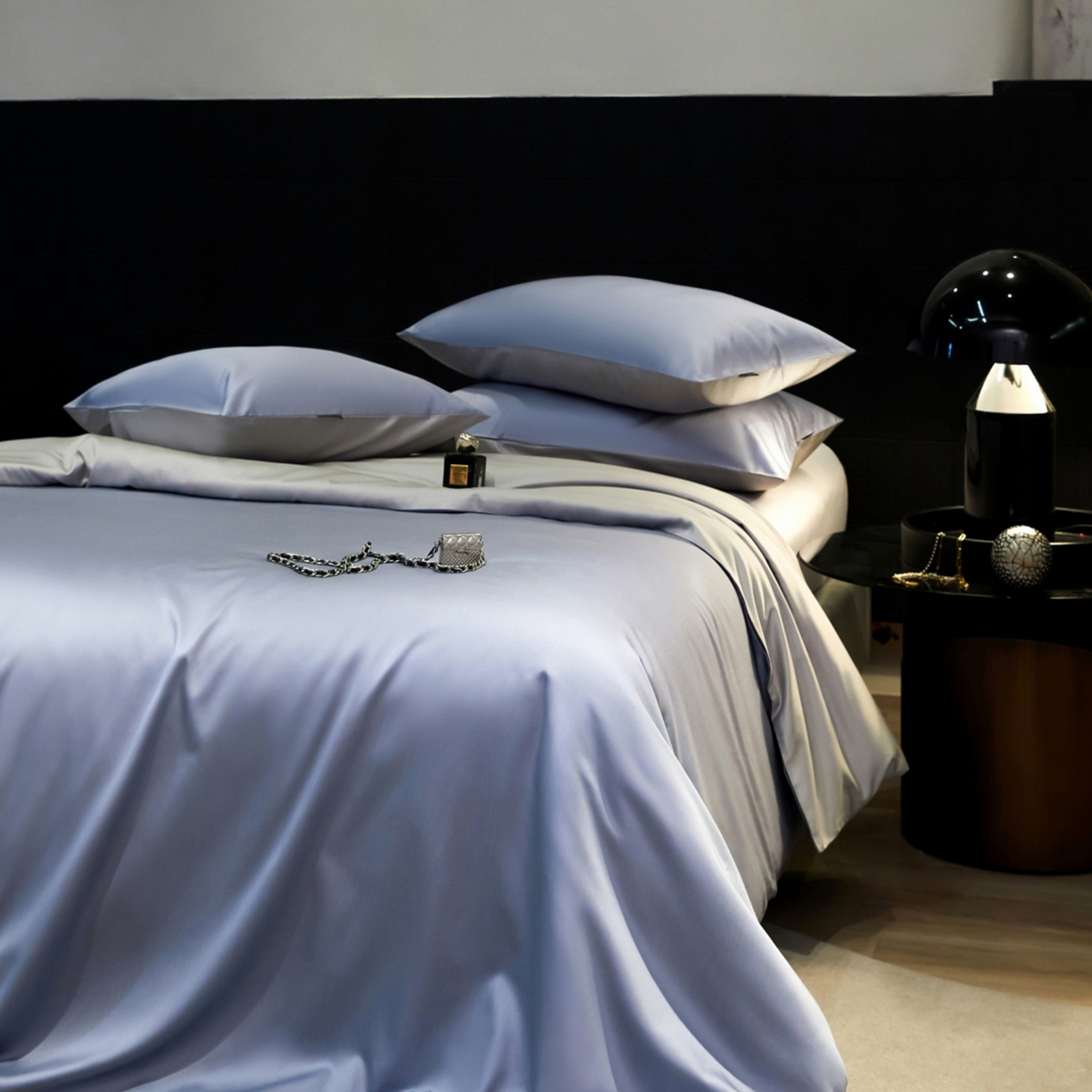 91家纺网 家纺一手货源 找家纺 秀色家纺 2026新款100Pro+高级感轻奢天丝四件套长绒棉新疆纯色双拼凉感夏季裸睡4件 Air天丝棉-星雾蓝+幻影灰