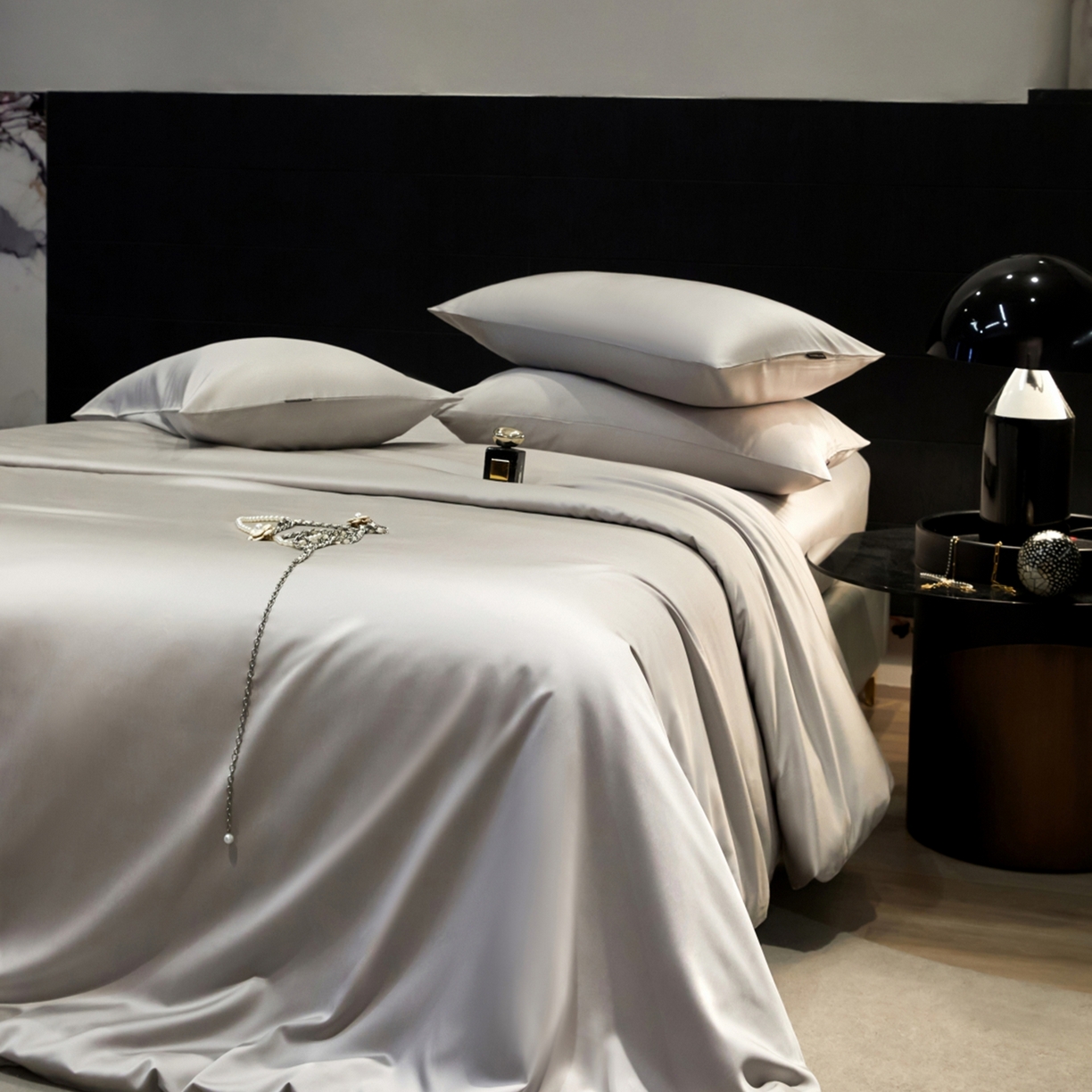 91家纺网 家纺一手货源 找家纺 秀色家纺 2026新款100Pro+高级感轻奢天丝四件套长绒棉新疆纯色双拼凉感夏季裸睡4件 Air天丝棉-幻影灰