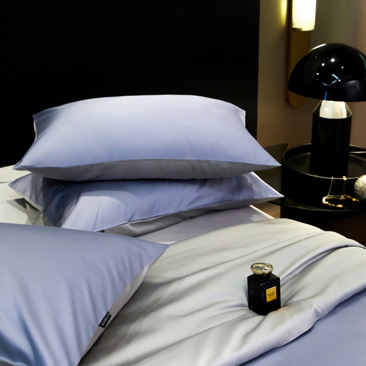 91家纺网 家纺一手货源 找家纺 秀色家纺 2026新款100Pro+高级感轻奢天丝四件套长绒棉新疆纯色双拼凉感夏季裸睡4件 Air天丝棉-星雾蓝+幻影灰