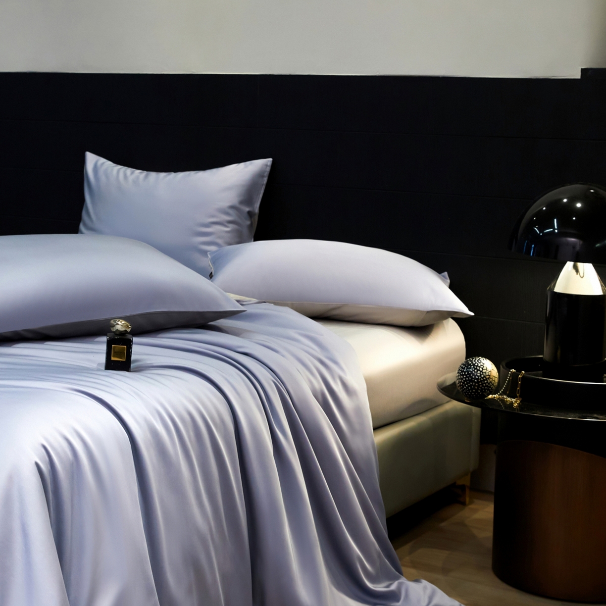 91家纺网 家纺一手货源 找家纺 秀色家纺 2026新款100Pro+高级感轻奢天丝四件套长绒棉新疆纯色双拼凉感夏季裸睡4件 Air天丝棉-星雾蓝+幻影灰