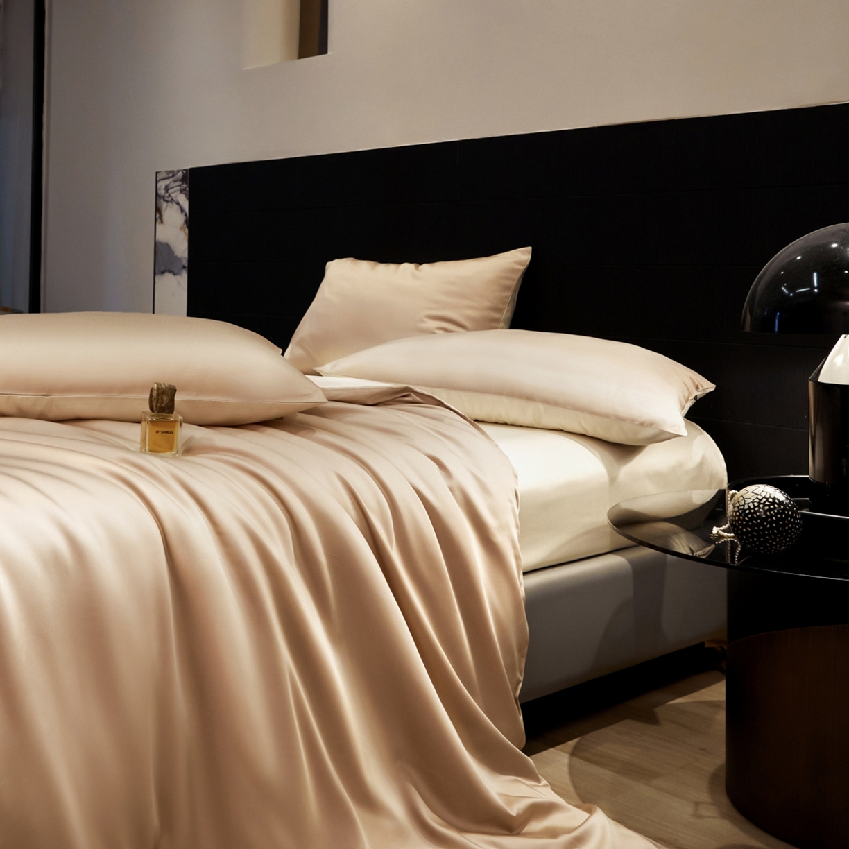 91家纺网 家纺一手货源 找家纺 秀色家纺 2026新款100Pro+高级感轻奢天丝四件套长绒棉新疆纯色双拼凉感夏季裸睡4件 Air天丝棉-温柔奶白