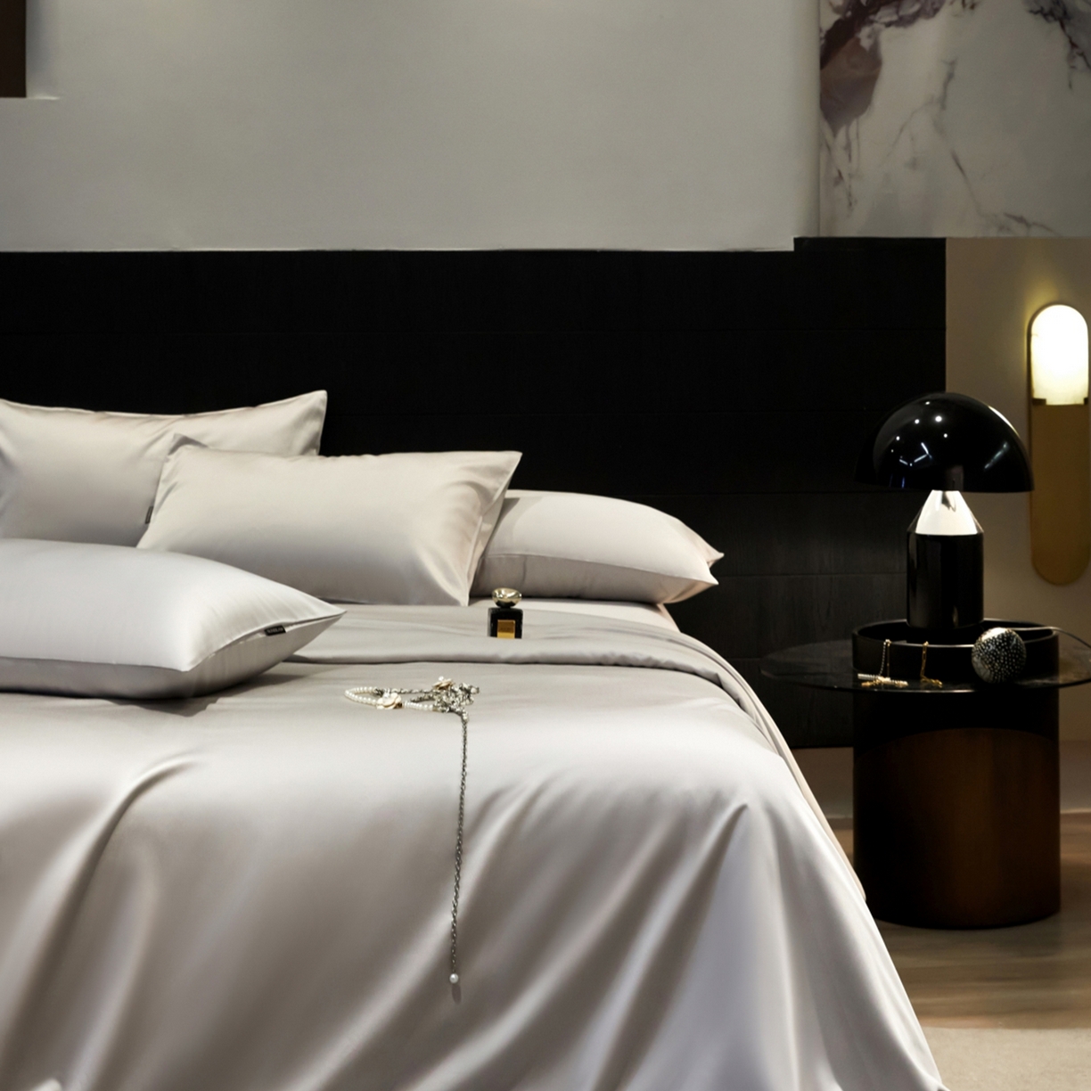 91家纺网 家纺一手货源 找家纺 秀色家纺 2026新款100Pro+高级感轻奢天丝四件套长绒棉新疆纯色双拼凉感夏季裸睡4件 Air天丝棉-幻影灰