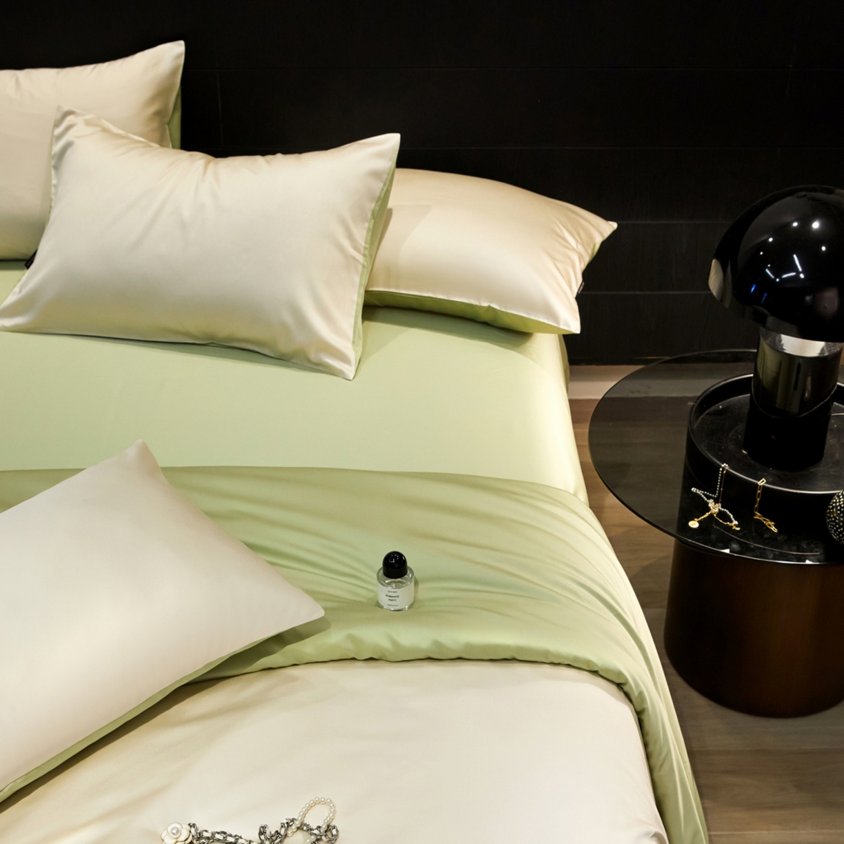 91家纺网 家纺一手货源 找家纺 秀色家纺 2026新款100Pro+高级感轻奢天丝四件套长绒棉新疆纯色双拼凉感夏季裸睡4件 Air天丝棉-奶白抹茶