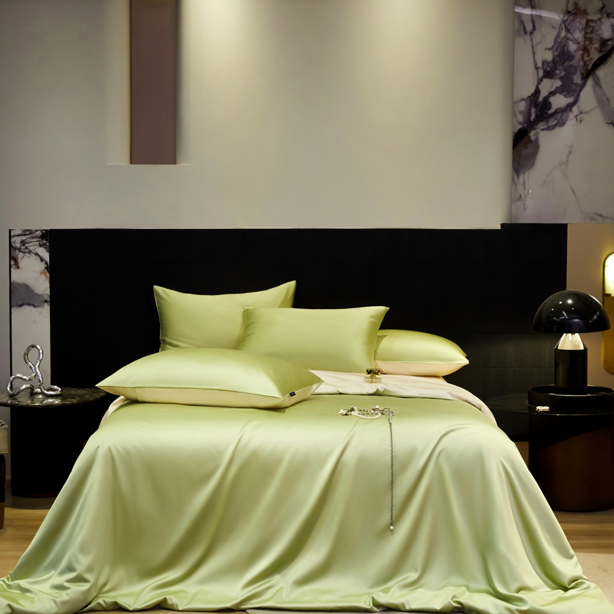 91家纺网 家纺一手货源 找家纺 （总）秀色家纺 2026新款100Pro+高级感轻奢天丝四件套长绒棉新疆纯色双拼凉感夏季裸睡4件