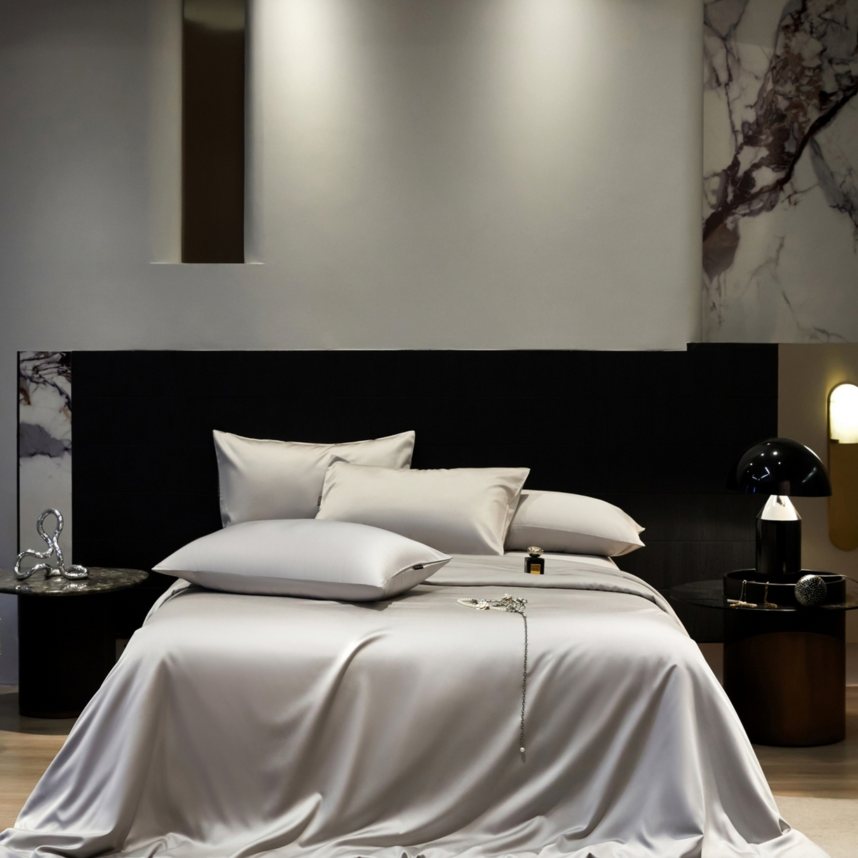 91家纺网 家纺一手货源 找家纺 （总）秀色家纺 2026新款100Pro+高级感轻奢天丝四件套长绒棉新疆纯色双拼凉感夏季裸睡4件