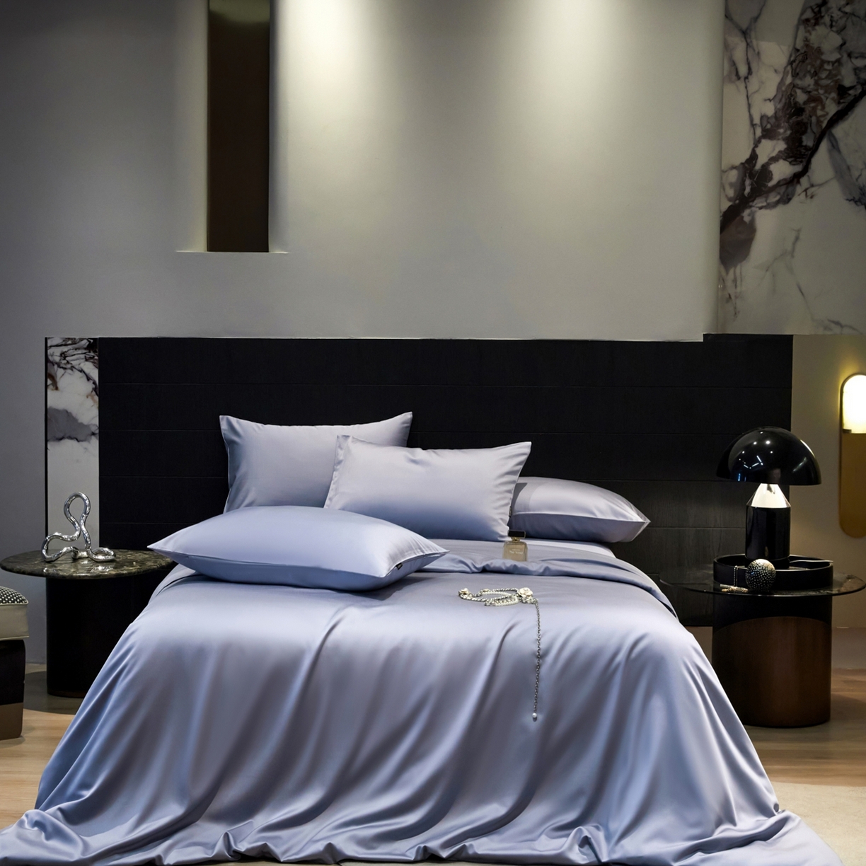 91家纺网 家纺一手货源 找家纺 （总）秀色家纺 2026新款100Pro+高级感轻奢天丝四件套长绒棉新疆纯色双拼凉感夏季裸睡4件