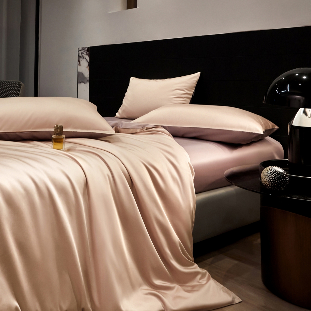 91家纺网 家纺一手货源 找家纺 秀色家纺 2026新款100Pro+高级感轻奢天丝四件套长绒棉新疆纯色双拼凉感夏季裸睡4件 Air天丝棉-桃灰粉+迷雾紫