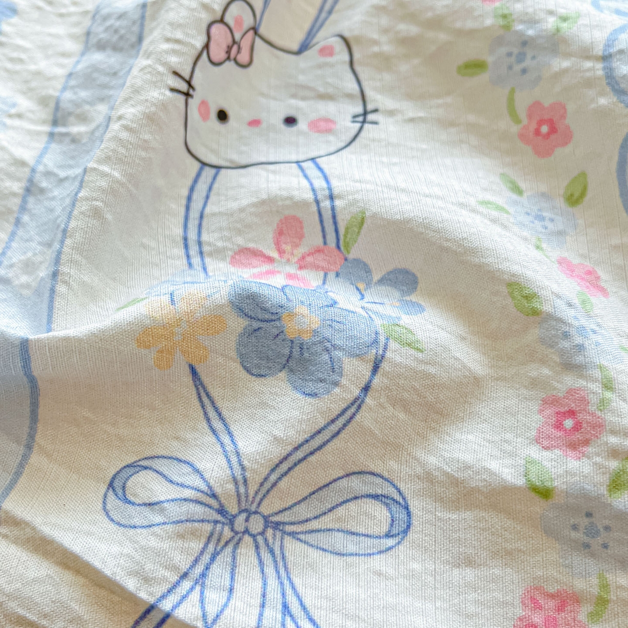 91家纺网 家纺一手货源 找家纺 川悦生活 2026春夏新款双层纱皱皱纱单床笠床笠单件 床笠花艺喵喵