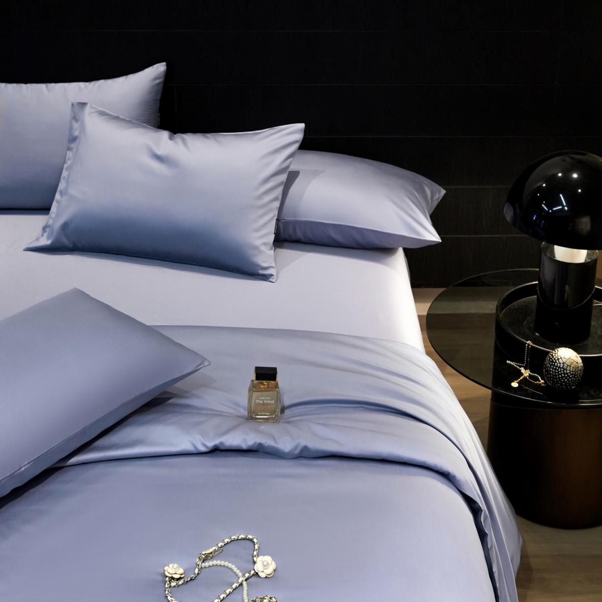 91家纺网 家纺一手货源 找家纺 秀色家纺 2026新款100Pro+高级感轻奢天丝四件套长绒棉新疆纯色双拼凉感夏季裸睡4件 Air天丝棉-星雾蓝