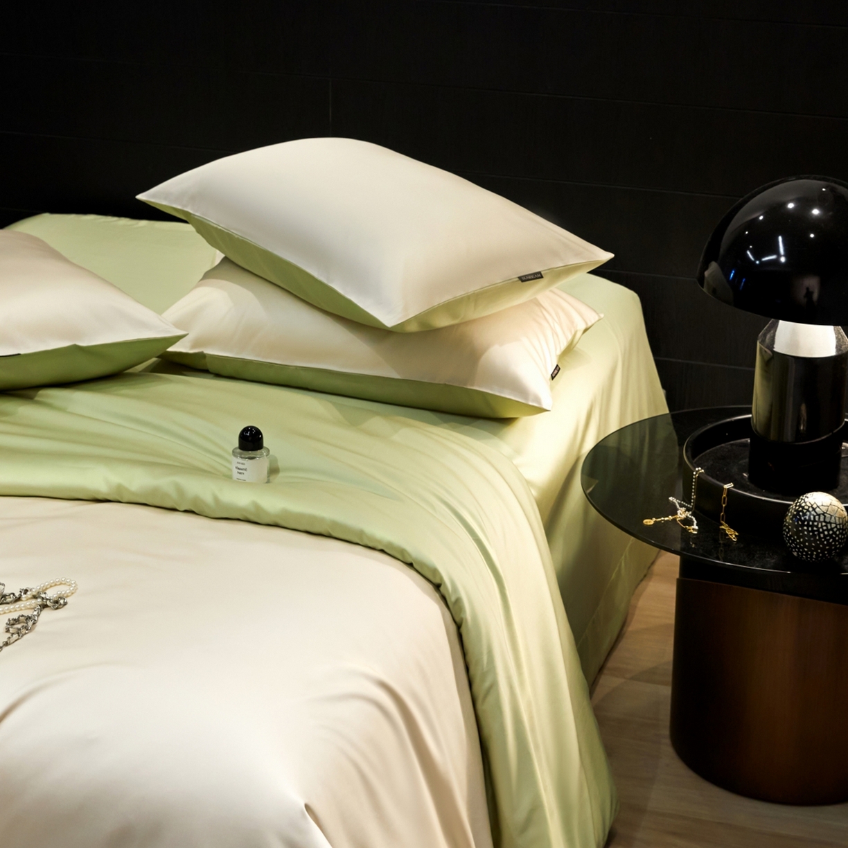 91家纺网 家纺一手货源 找家纺 秀色家纺 2026新款100Pro+高级感轻奢天丝四件套长绒棉新疆纯色双拼凉感夏季裸睡4件 Air天丝棉-奶白抹茶