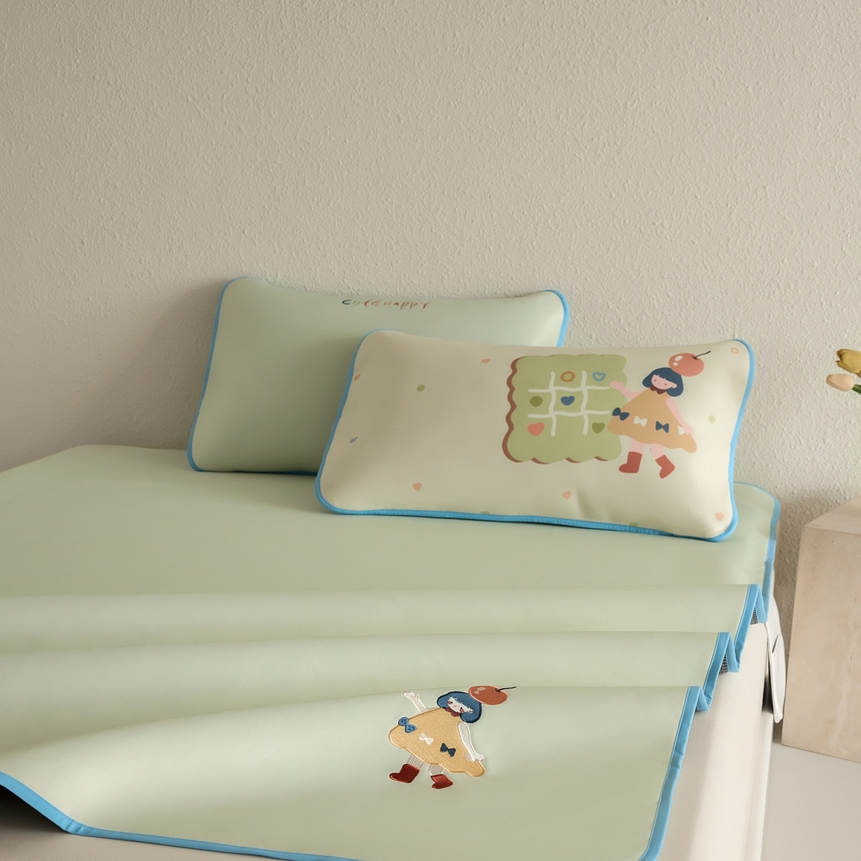 91家纺网 家纺一手货源 找家纺 （总）禧禾 2026春夏新款A类600D数码冰丝席凉席席子-冰菓系列