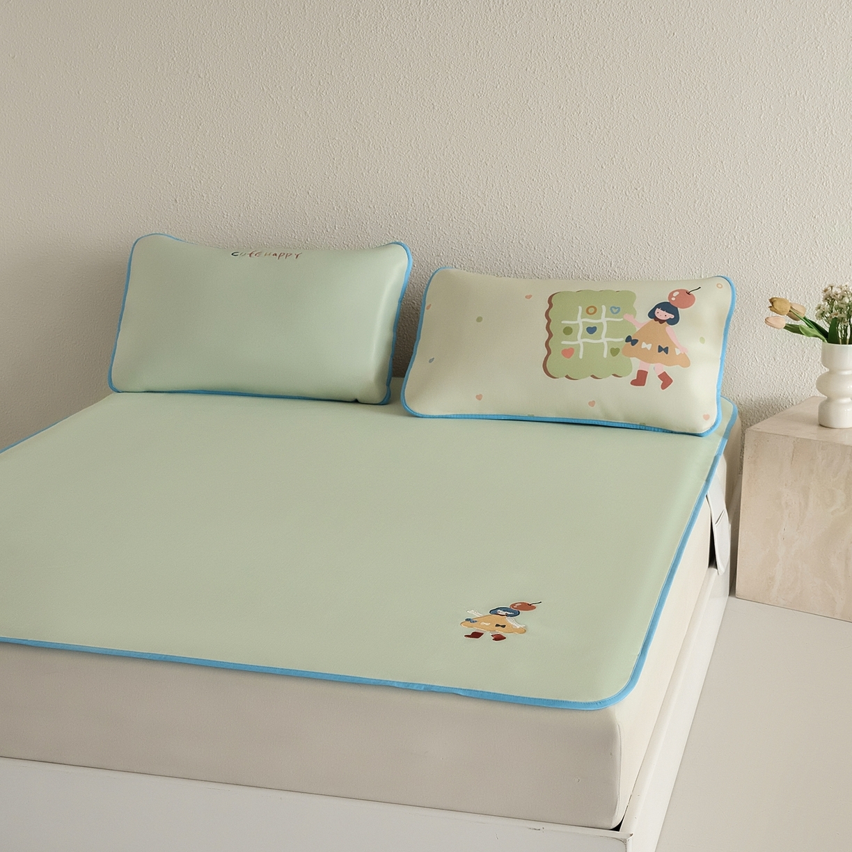 91家纺网 家纺一手货源 找家纺 （总）禧禾 2026春夏新款A类600D数码冰丝席凉席席子-冰菓系列