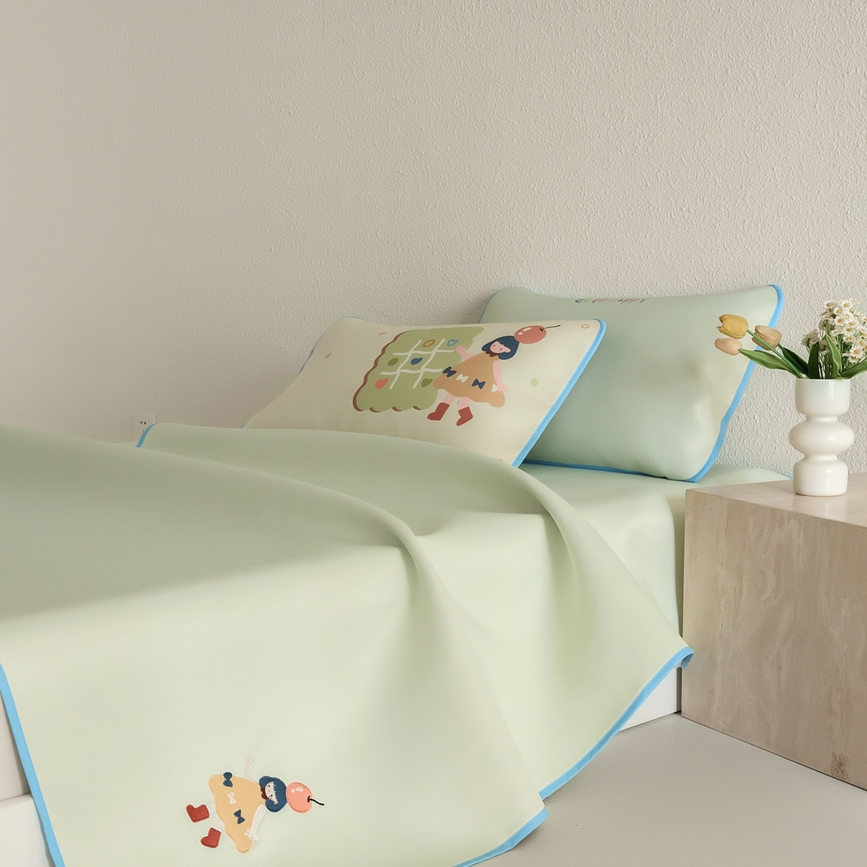 91家纺网 家纺一手货源 找家纺 （总）禧禾 2026春夏新款A类600D数码冰丝席凉席席子-冰菓系列