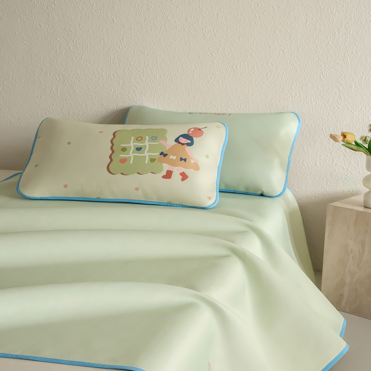 91家纺网 家纺一手货源 找家纺 （总）禧禾 2026春夏新款A类600D数码冰丝席凉席席子-冰菓系列