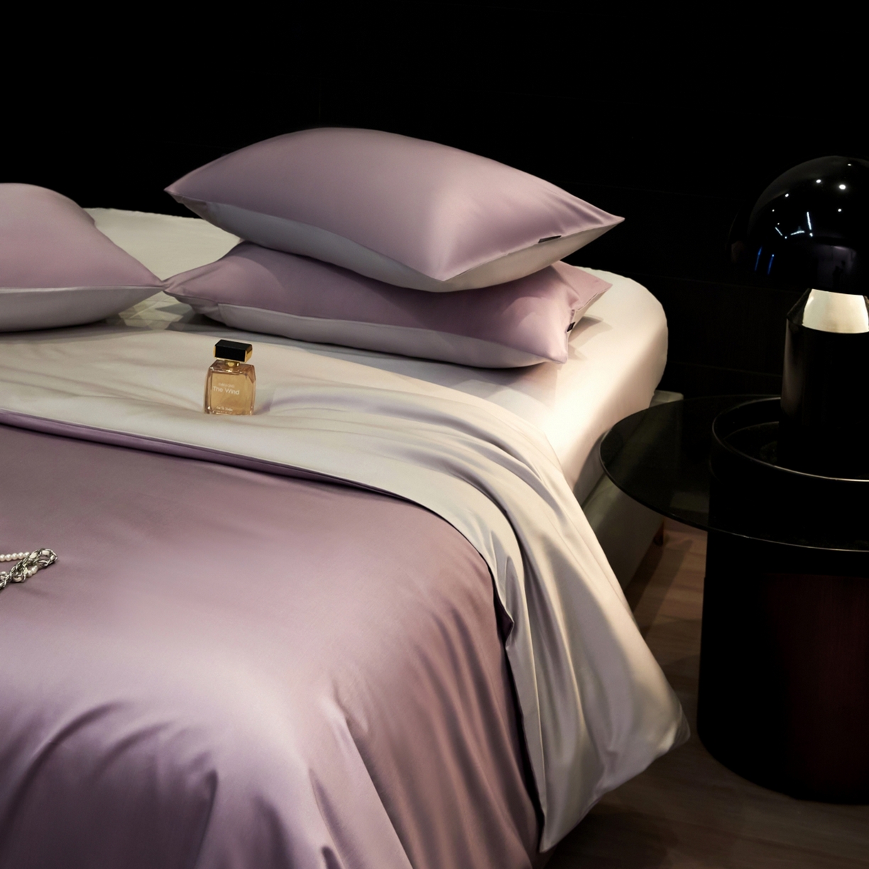 91家纺网 家纺一手货源 找家纺 秀色家纺 2026新款100Pro+高级感轻奢天丝四件套长绒棉新疆纯色双拼凉感夏季裸睡4件 Air天丝棉-迷雾紫+幻影灰